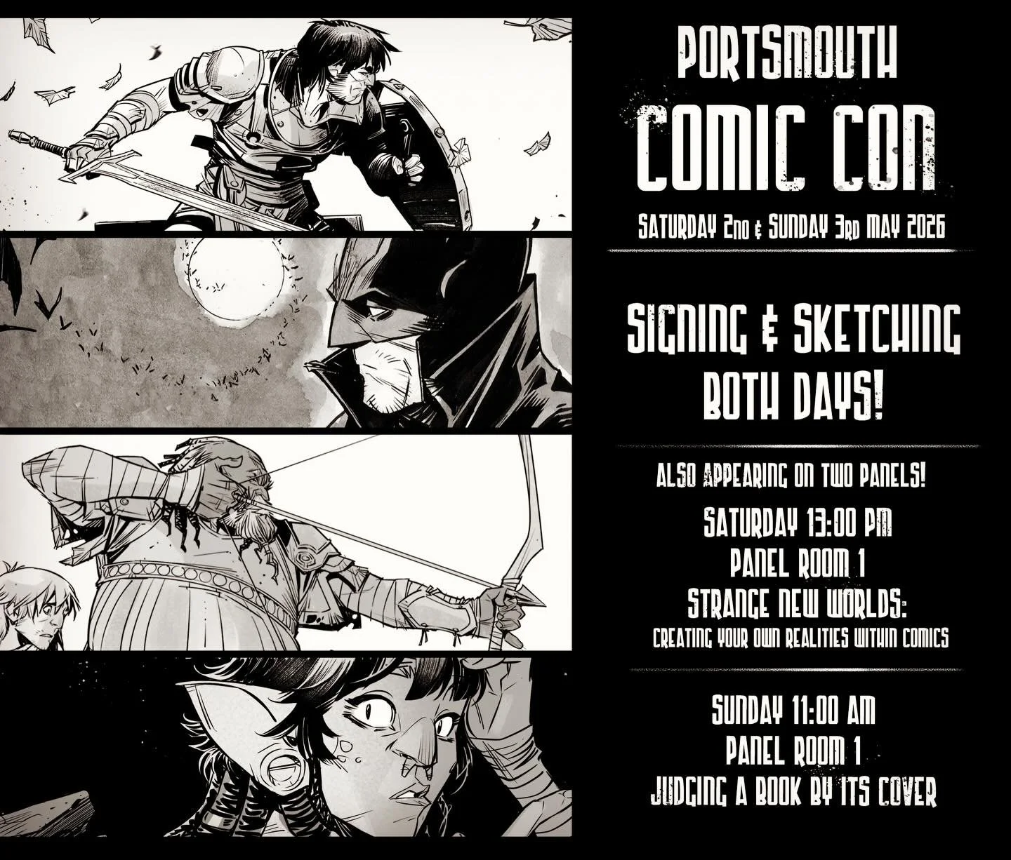 Next weekend you can find me at Portsmouth Comic Con :  @portsmouthcomiccon  with a whole host of other comics guests.
.
I&rsquo;ll be there both days signing, sketching, selling my books, prints and maybe the odd commission of anyone is interested. 