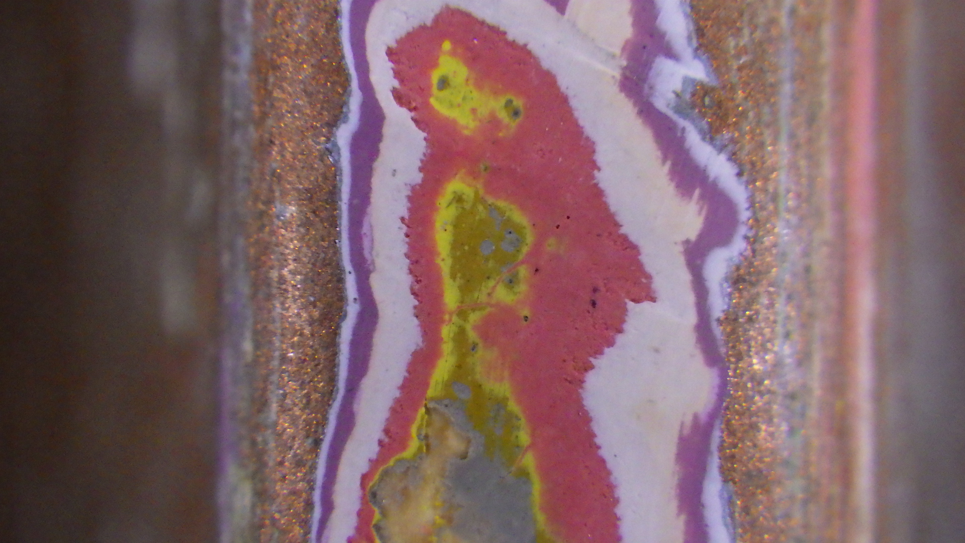 Close-up of paint &amp; finish layers
