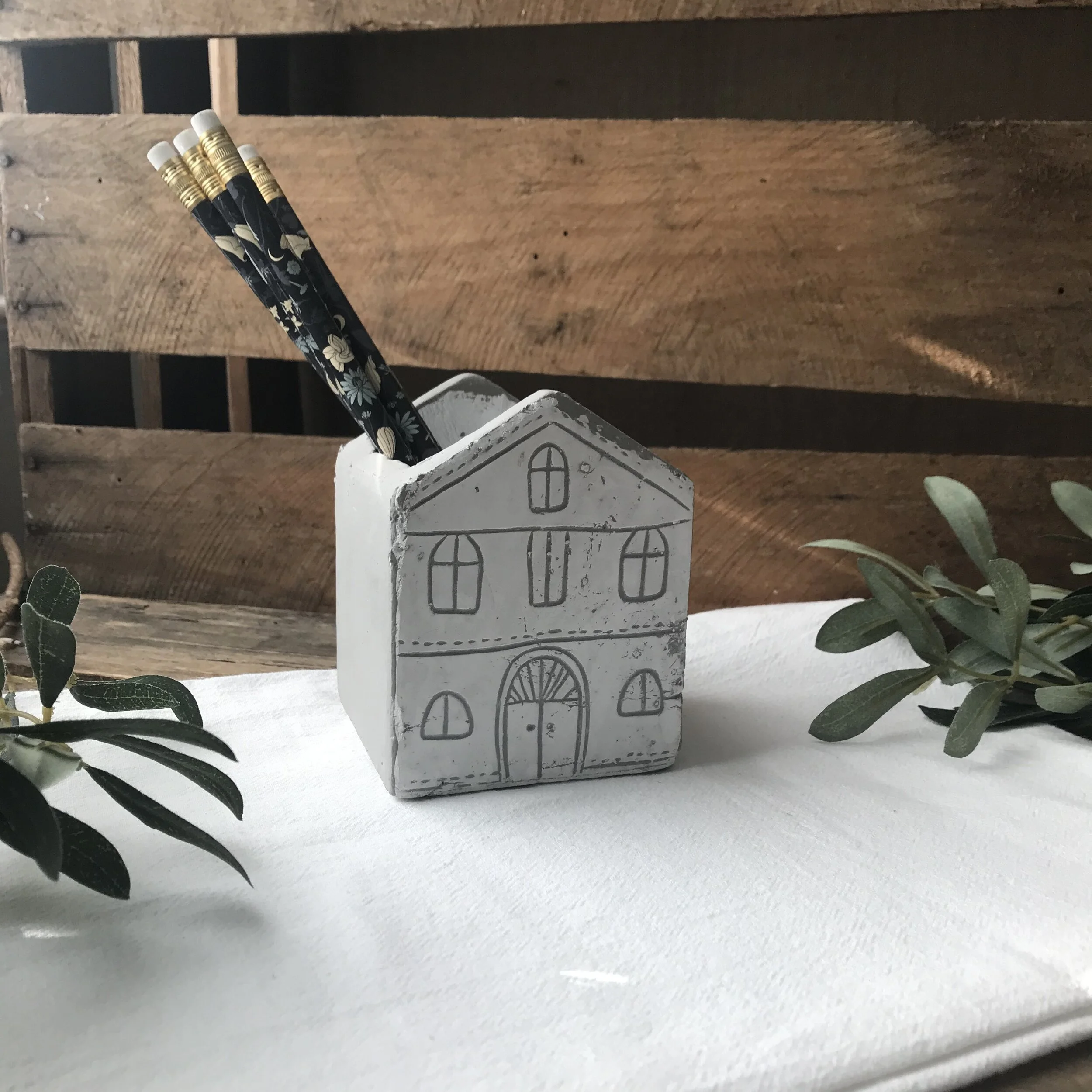 Small Etched Cement House