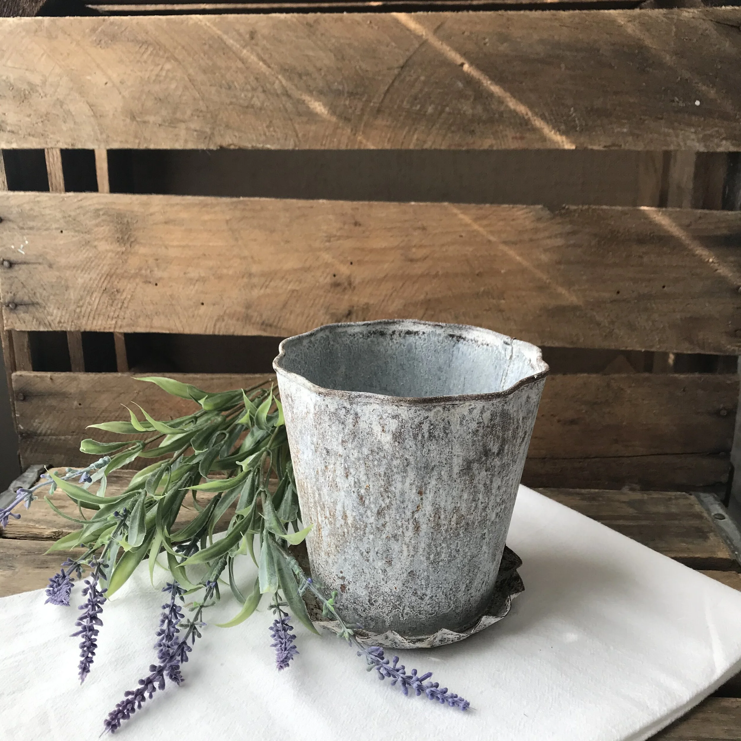 Scalloped Metal Planter