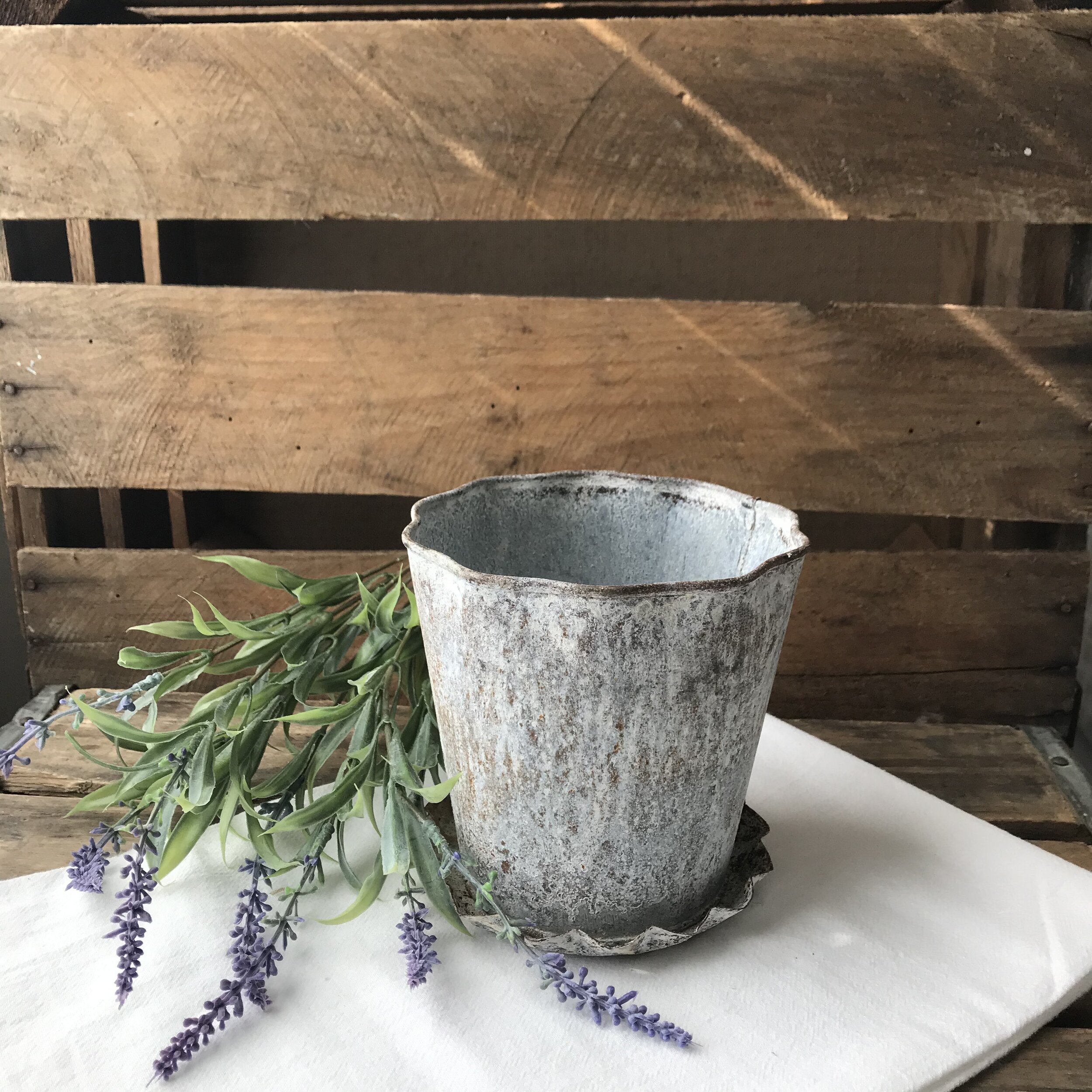 Scalloped Metal Planter