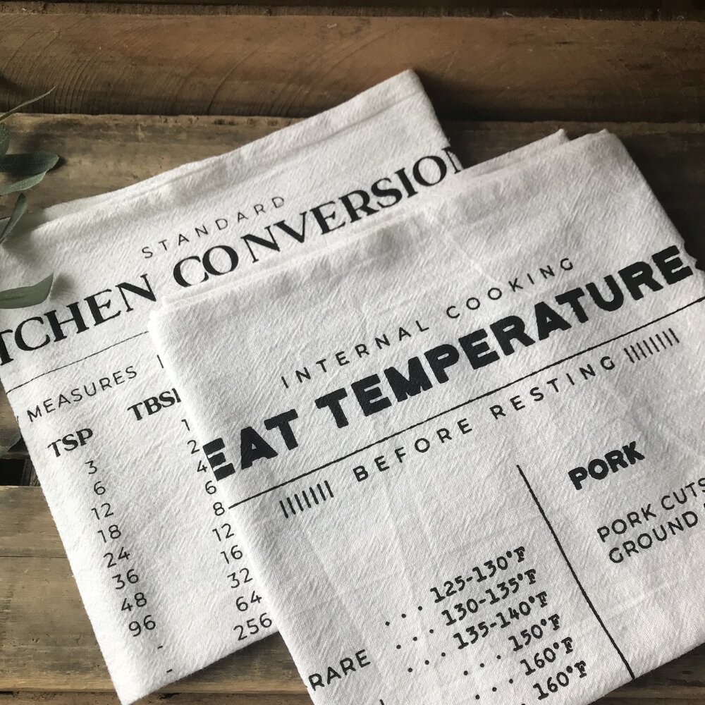 Cotton Kitchen Towel with Meat Temperature Chart - Heirloomed