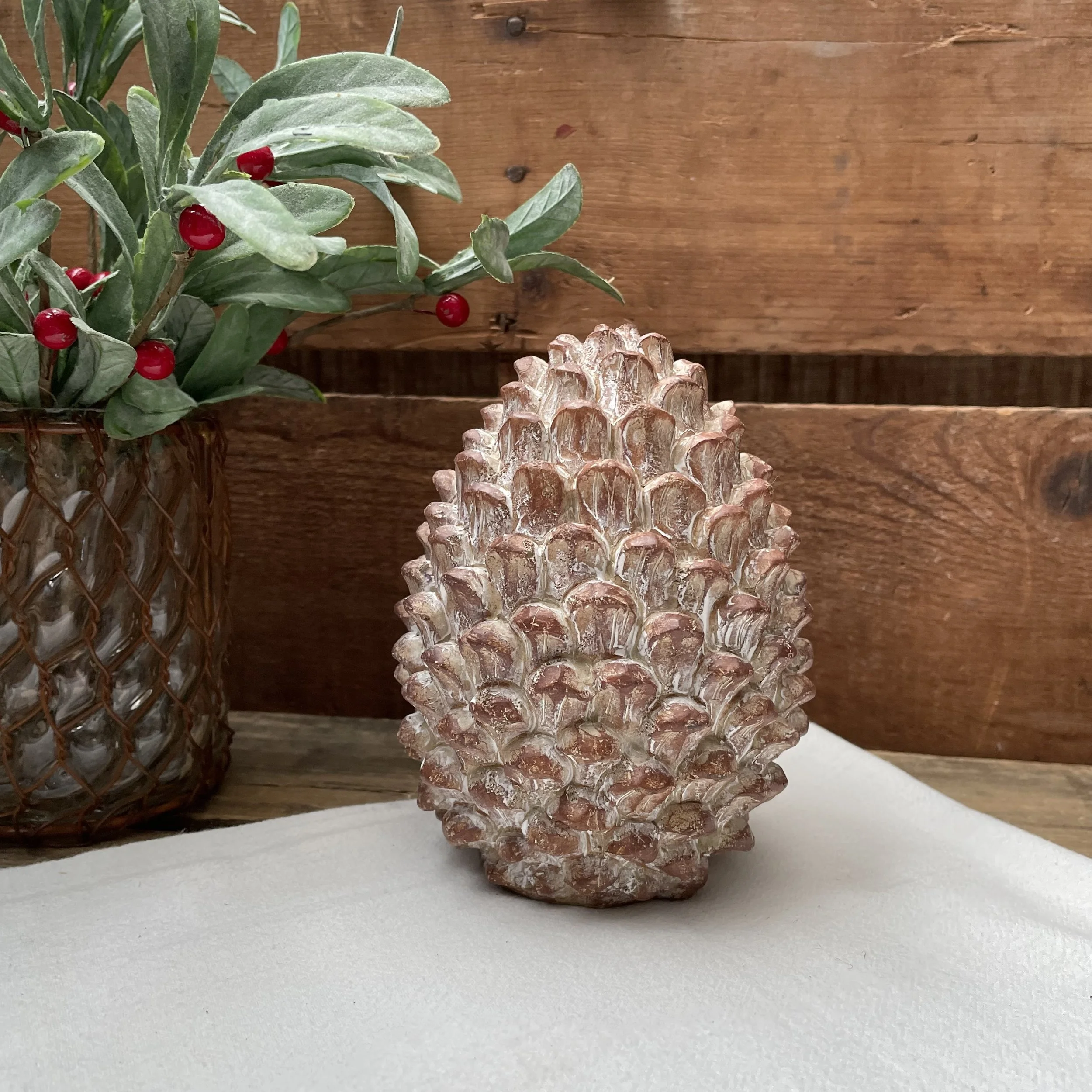 Faux Large Pinecone Holiday + Winter Home Decor