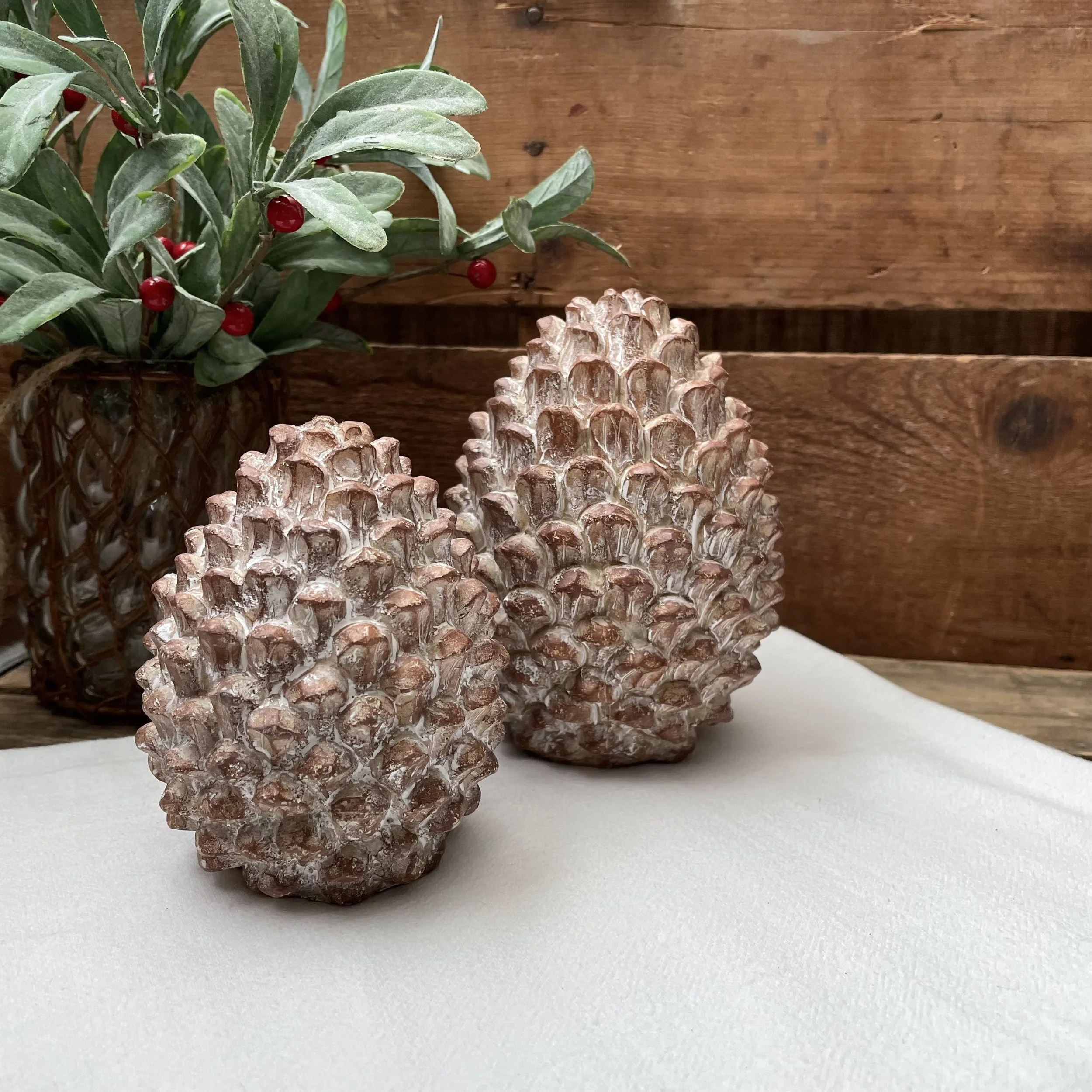 Faux Pinecone Holiday + Winter Home Decor