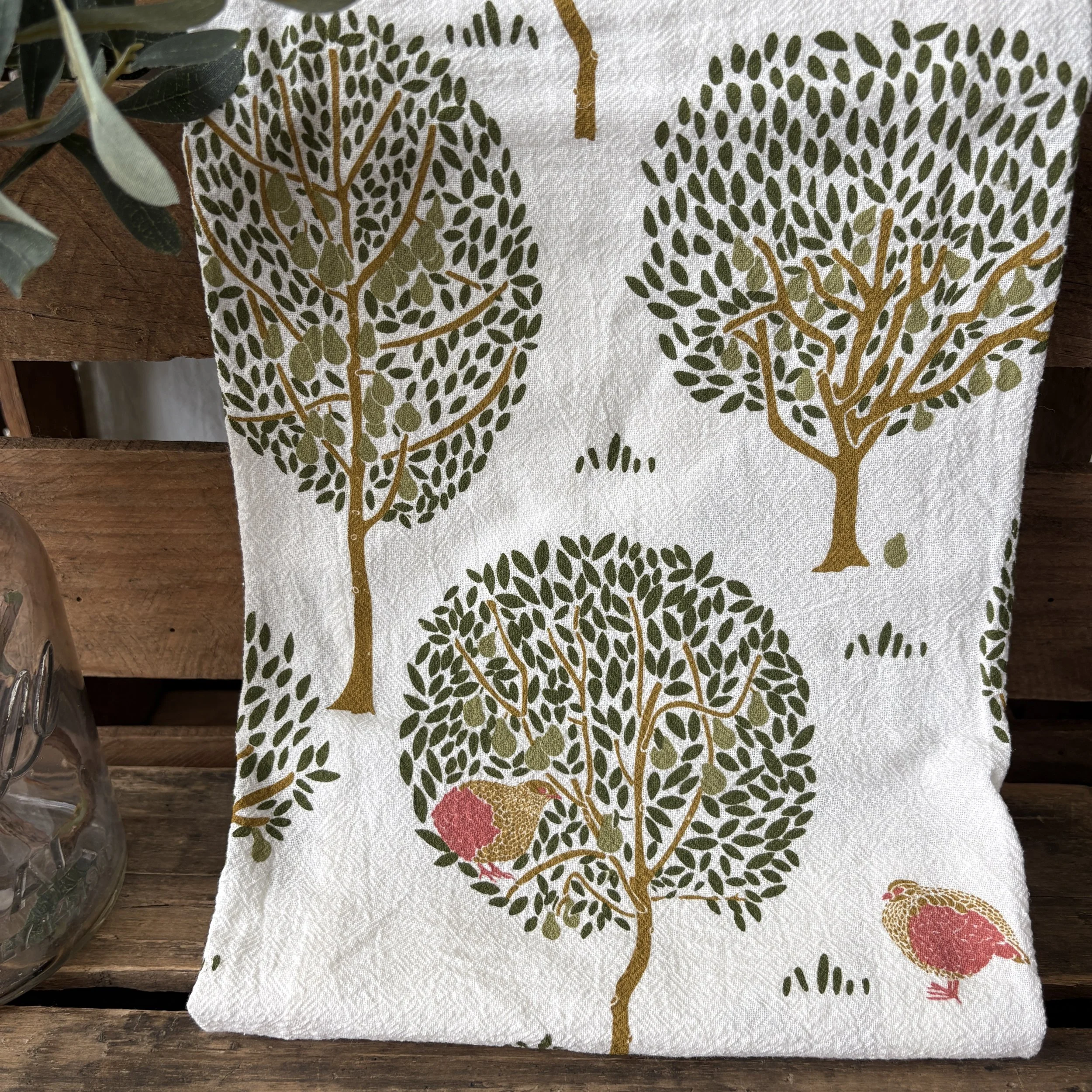 Partridge Pear Cotton Tea Towel 3.JPG