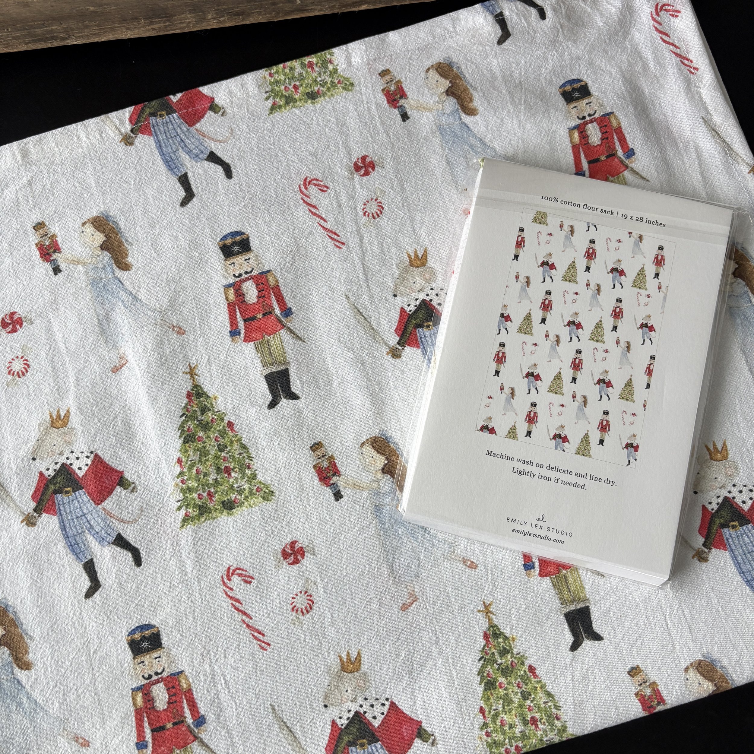 Emily Lex Nutcracker Cotton Tea Towel Back