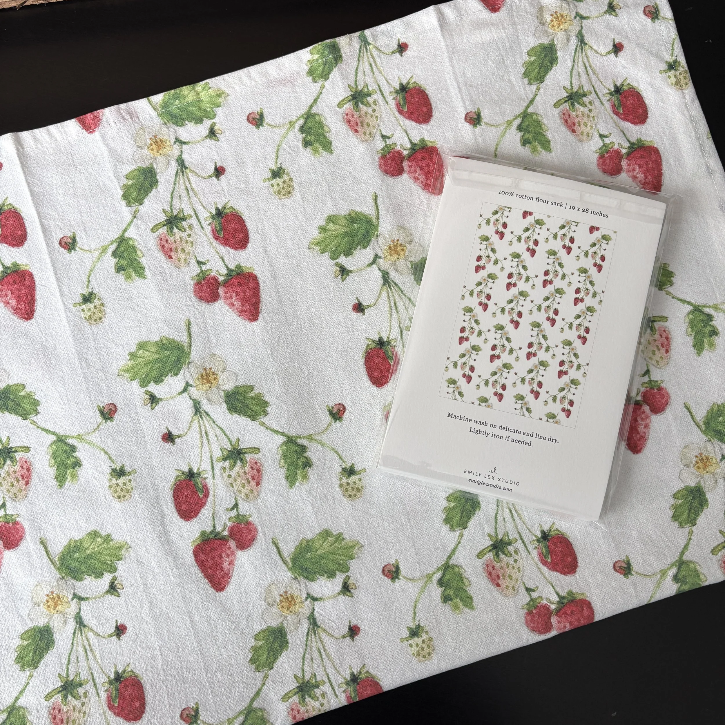 Strawberry Cotton Tea Towel Back.JPG