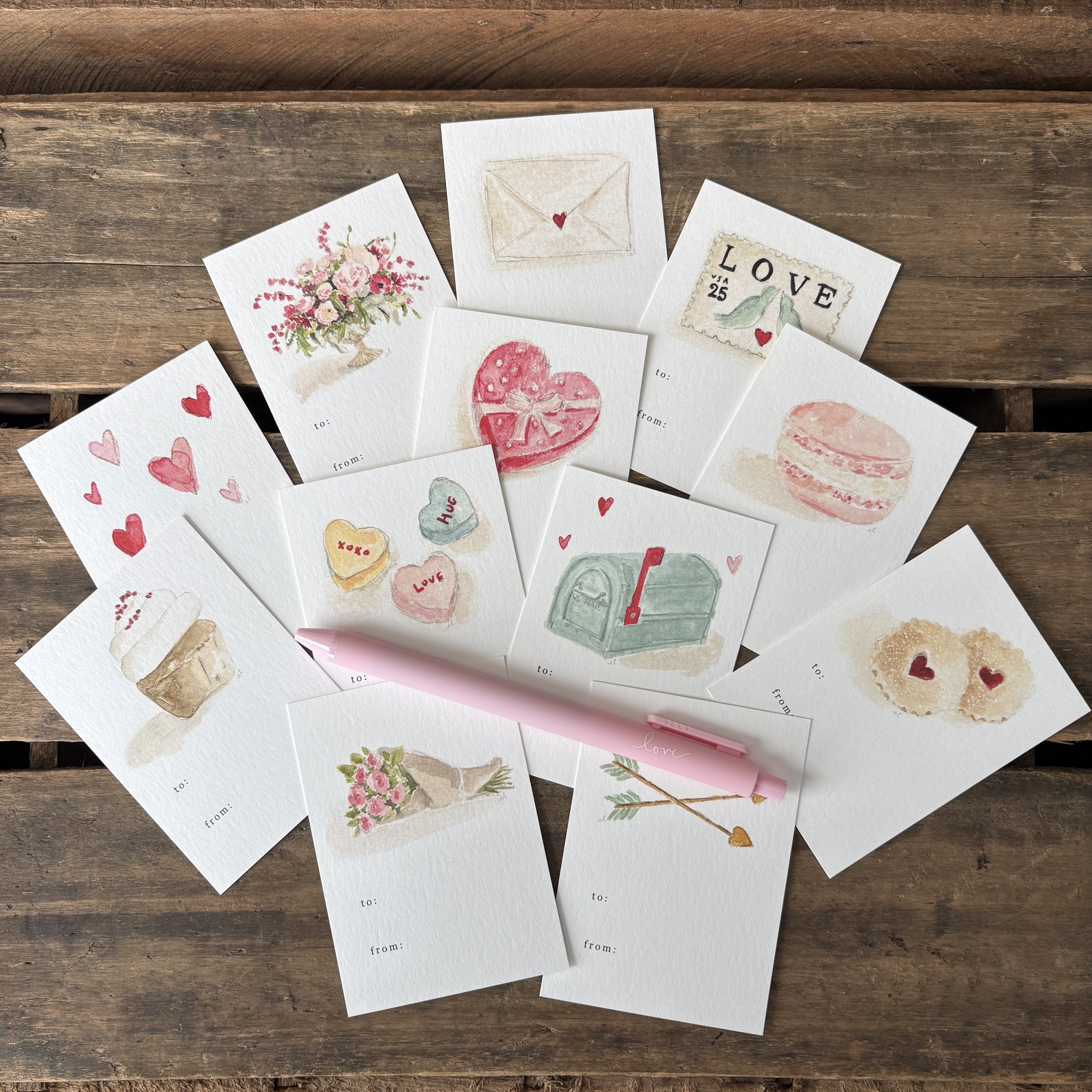 Mini Valentines Twelve Designs with Love Jotter Pen.JPG