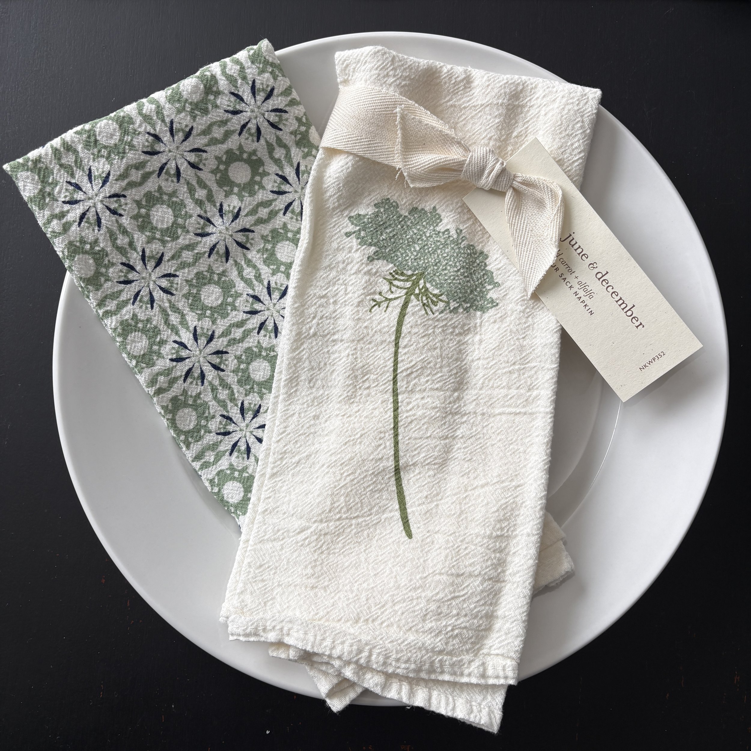 Wild Carrot Alfalfa Cotton Napkin with Meadow Woodblock Chicory Cotton Napkin.JPG