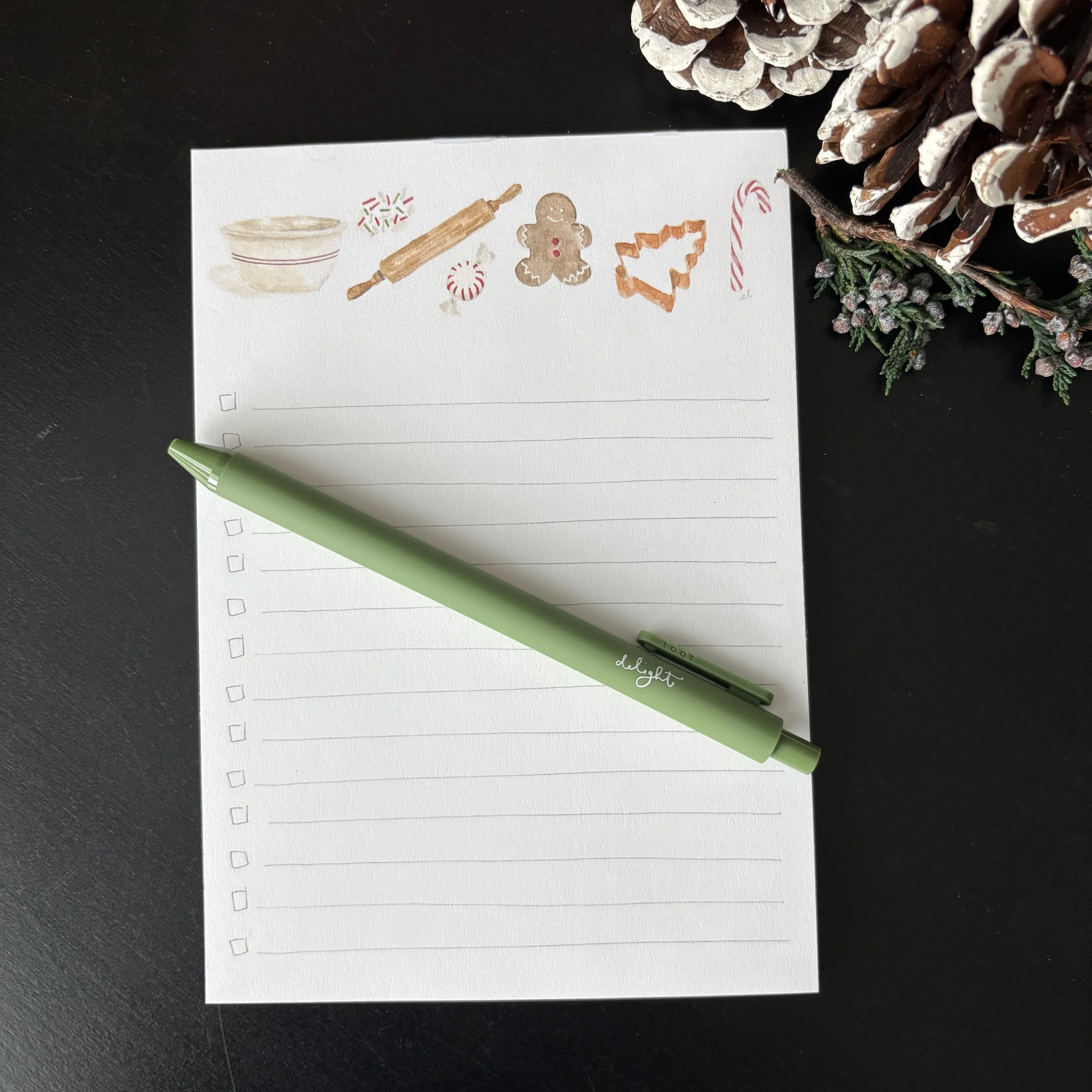 Emily Lex Christmas Sweets Checklist Notepad with Pen