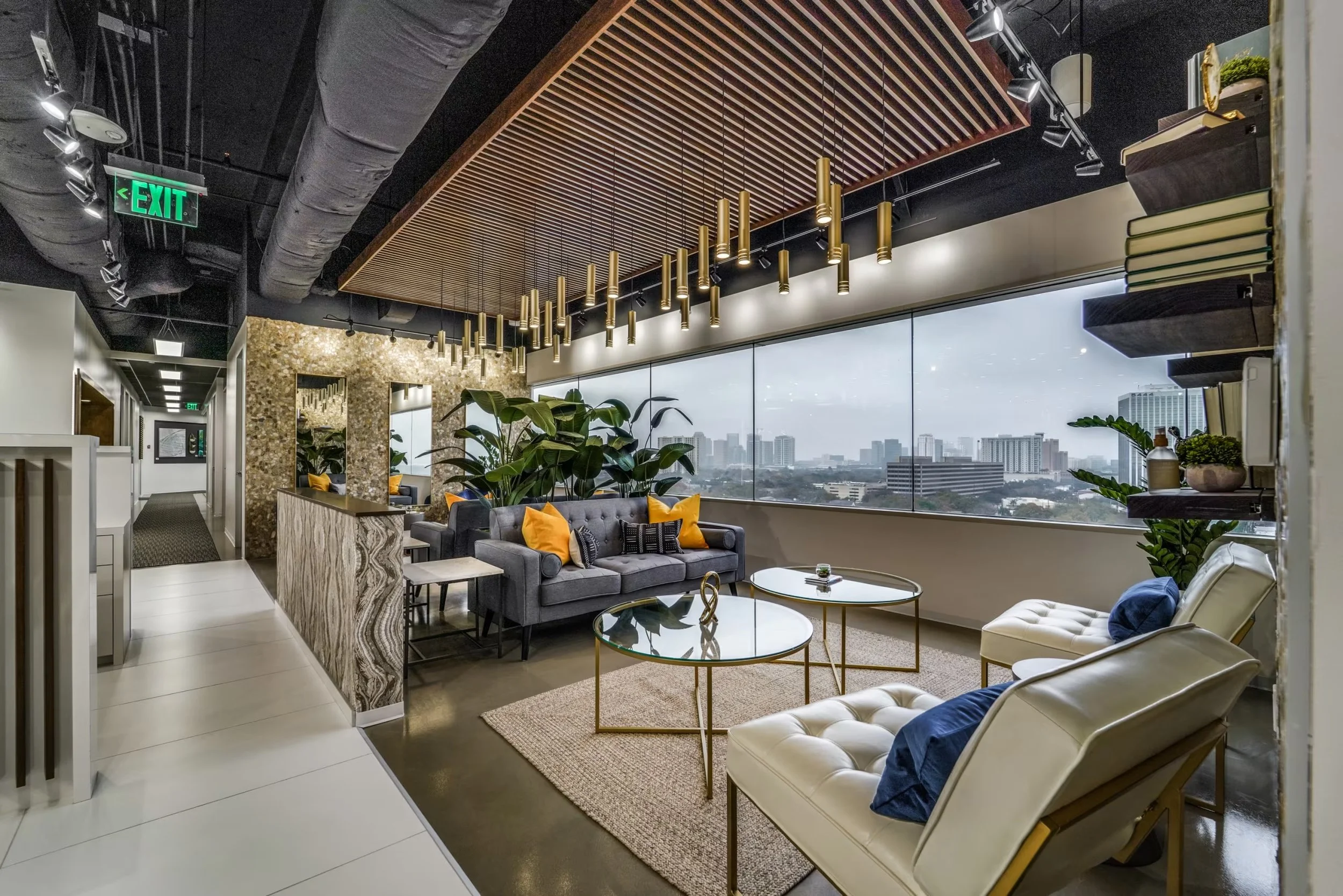 office waiting area overlooking Houston Texas