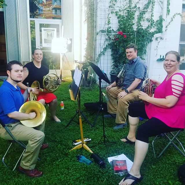 Had a great time on Saturday night with these lovely people! We played a ton of music and even had people singing along to &quot;Old Town Road&quot; from the bridge above! Really fun night! #frenchhorn #hornquartet #musicianlife