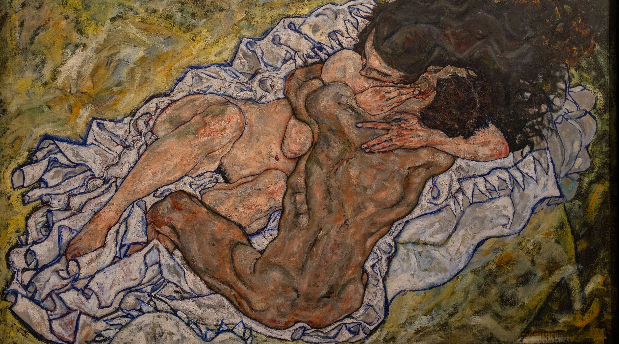 Vienna, Leopold Museum - Restless strokes capture intimacy unmasked, where love and mortality collide in Schiele’s brutal tenderness.