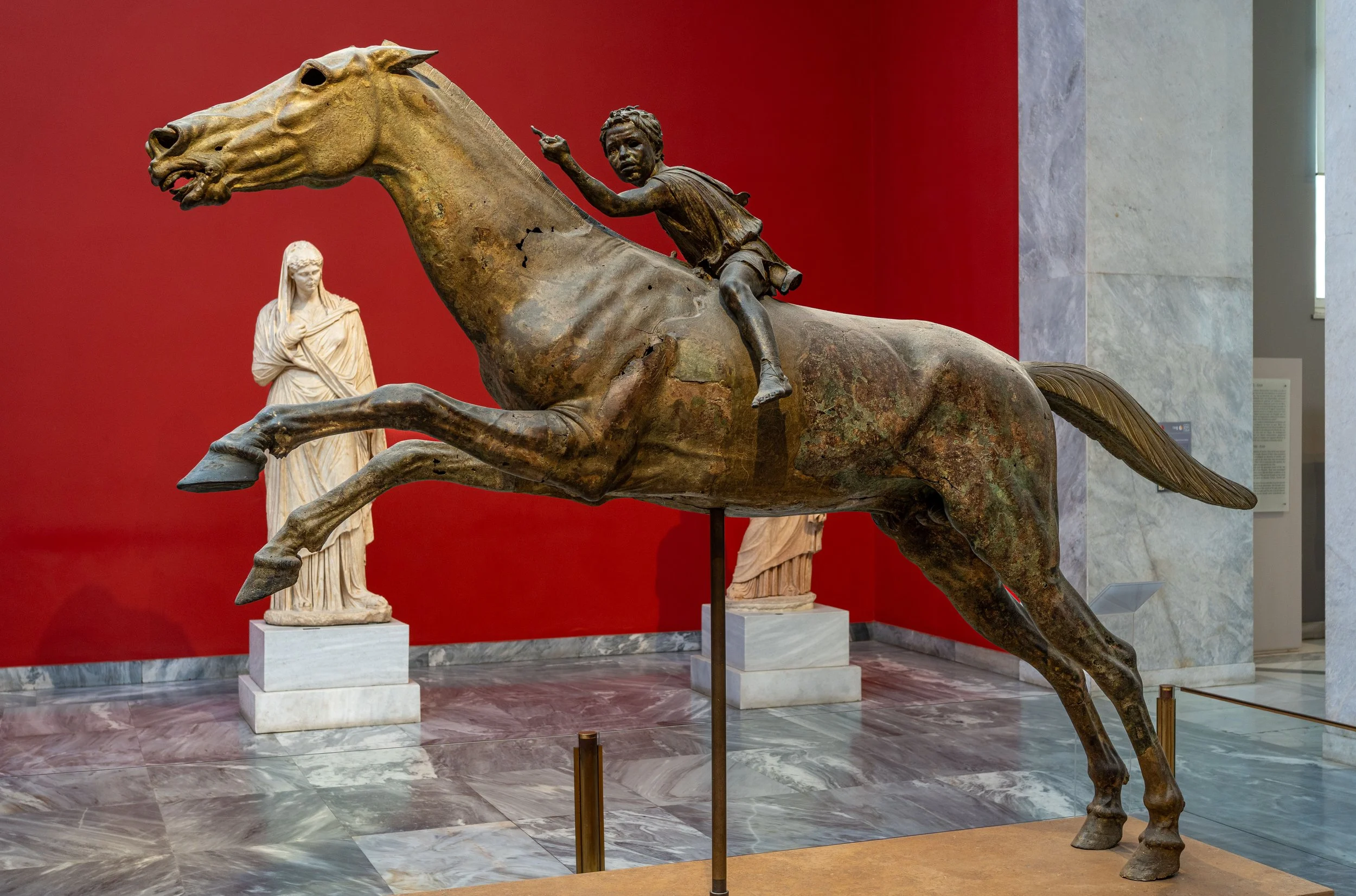 Athens, National Archaeological Museum - Artemision Bronze Horse, a child rider racing eternity through Hellenistic waves.