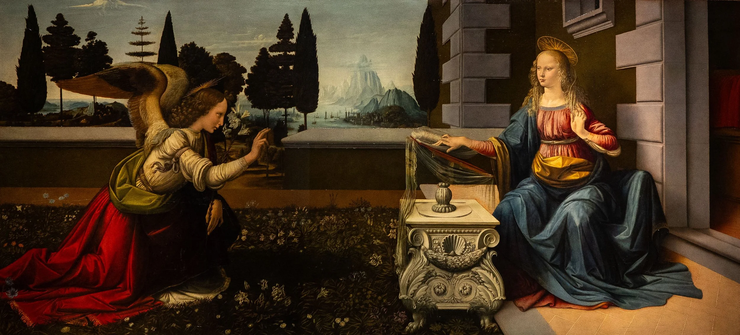 Florence, Uffizi Gallery - Leonardo’s Annunciation unveils divine encounter, where Renaissance light sanctifies humanity’s eternal mystery.