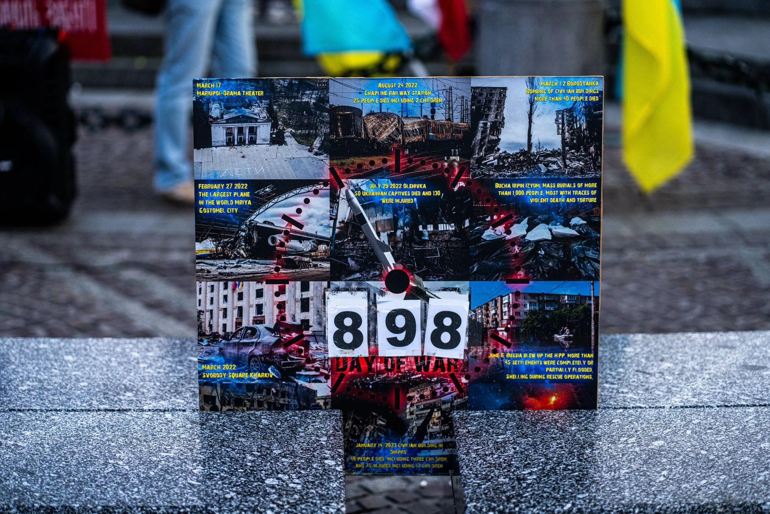 Krakow. Counting the days of war, marked by images of destruction and pain.
