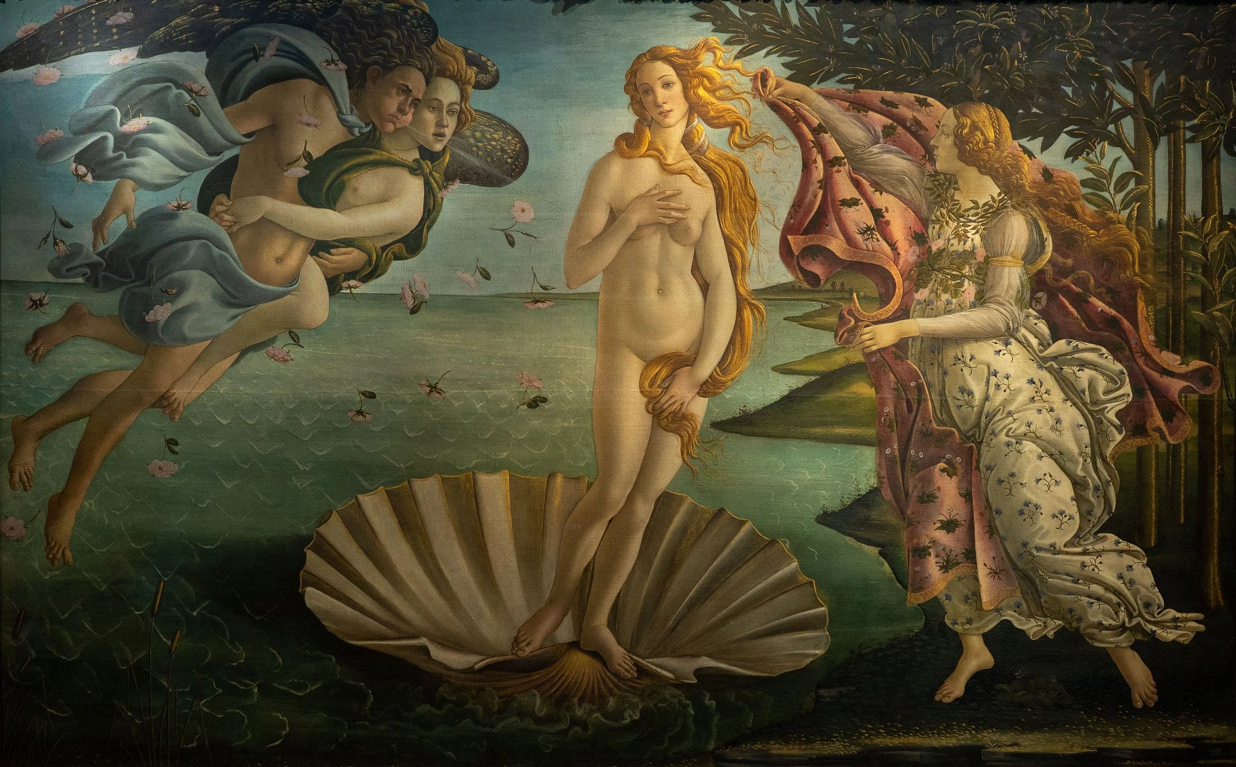 Florence, Uffizi Gallery - From shell to shore, divine love awakens, Botticelli shaping timeless allegory of creation’s splendor.