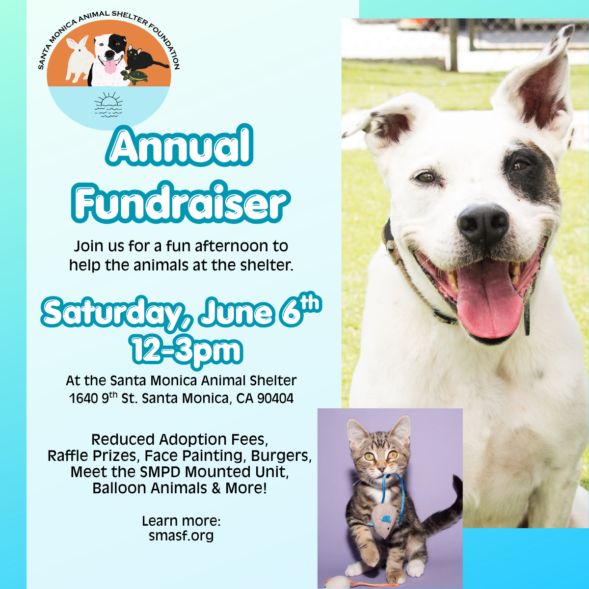 June 6th Annual Fundraiser to help the Santa Monica animal shelter
