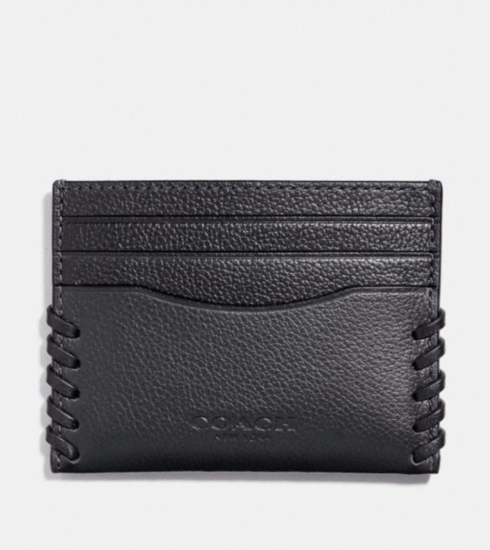 Slim Card Case With Baseball Stitch