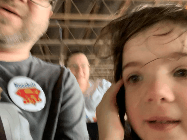Bouncing with excitement.