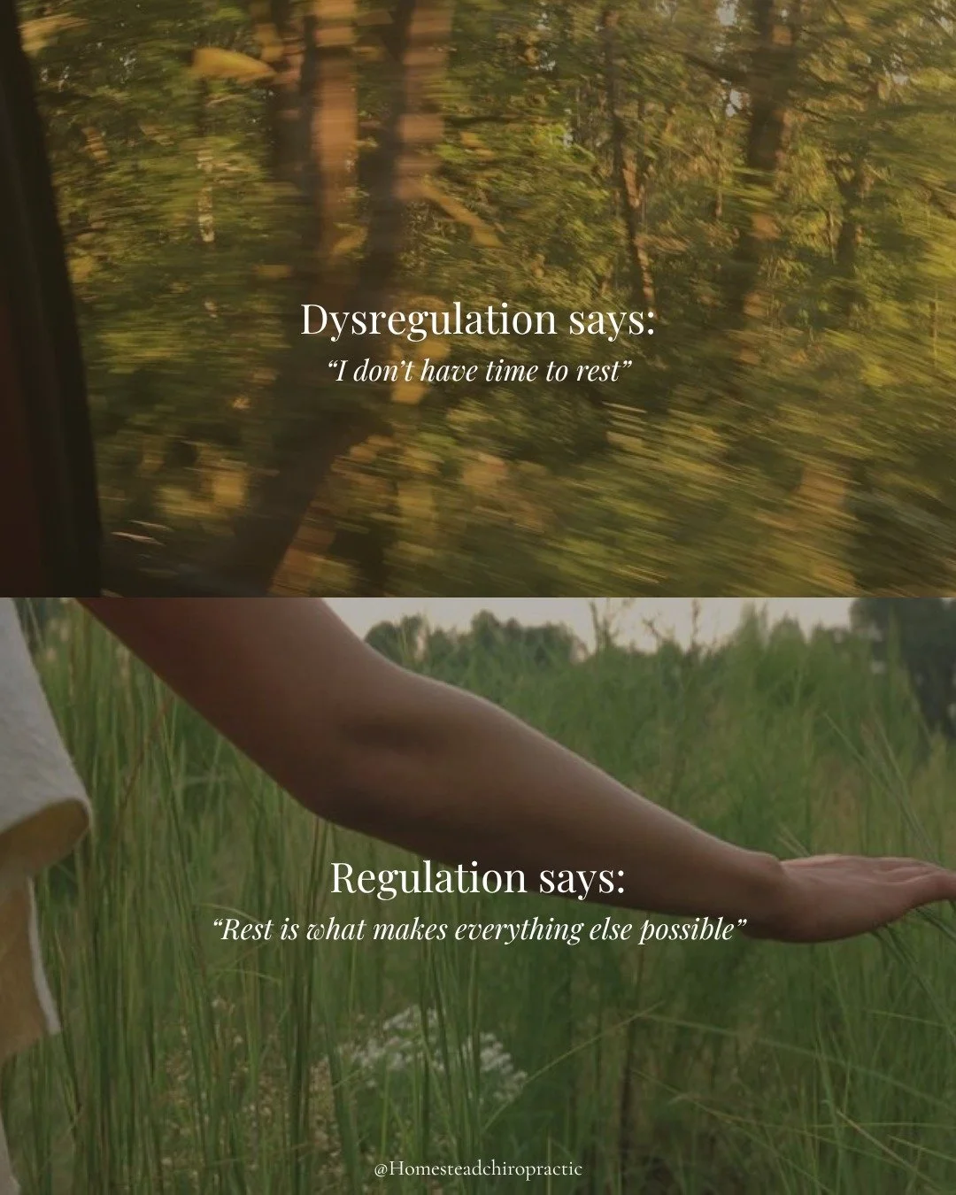 We don&rsquo;t see life as it is, we see it through the state of our nervous system.

When we&rsquo;re dysregulated, everything can feel urgent. Overwhelming. Too much.

Most things aren&rsquo;t emergencies.
They can wait.

As your system finds safet