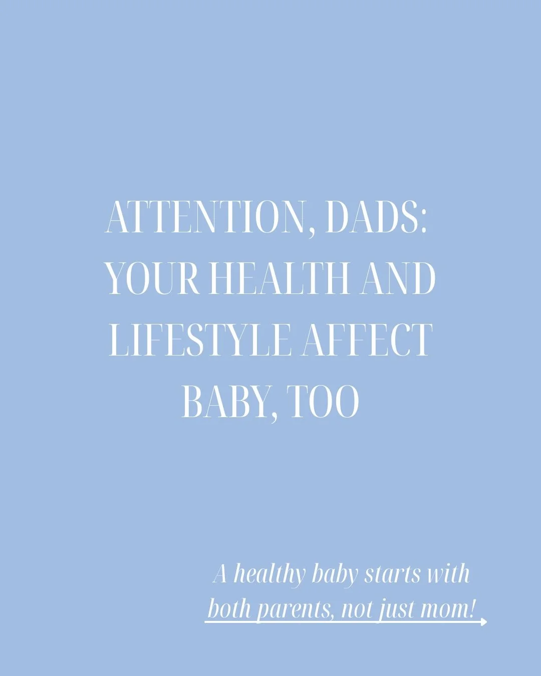 Trying to conceive? DON&rsquo;t skip this part!!!!🚨

Men contribute 50% of the DNA, and their health, habits, and nervous system play a major role in:
👉🏼sperm quality 
👉🏼conception 
👉🏼pregnancy outcomes 
👉🏼long term baby health 

Yet this pa