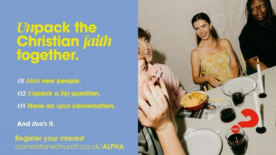 We&rsquo;re so excited for Alpha to start again! Come explore those big questions with us. All welcome 🤗 sign up online, link in bio.