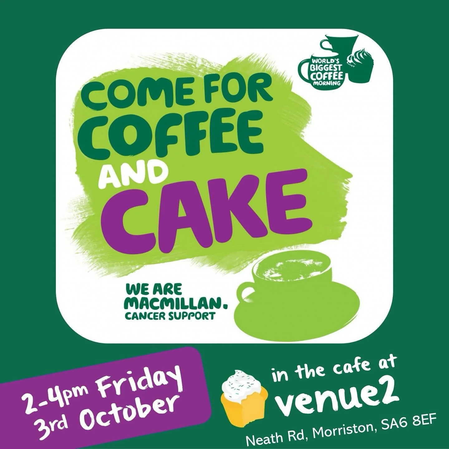 See you on Friday for coffee and cake 🧁 all proceeds go to MacMillan ☺️