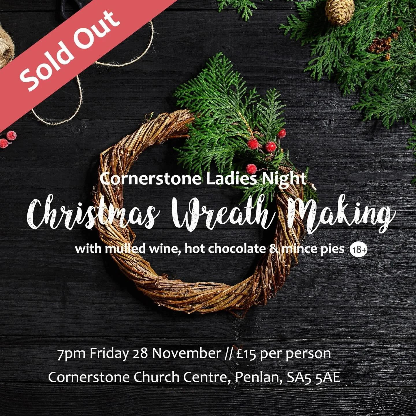 A week tomorrow ladies! 🥂Can&rsquo;t wait to see you at our sold out wreath making night !!🎄 don&rsquo;t forget your secateurs ✂️