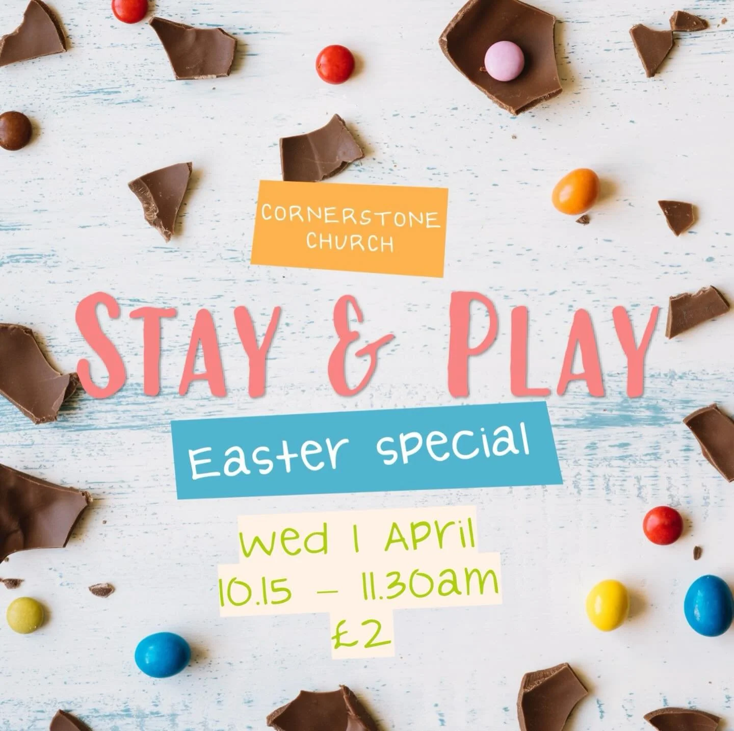 This week we have a special Easter Stay and Play! 🐣 Join us for coffee, snacks, Easter nest making, songs, the Easter story and all our usual toy stations 🧸🚂 🐣 ages 0-4.