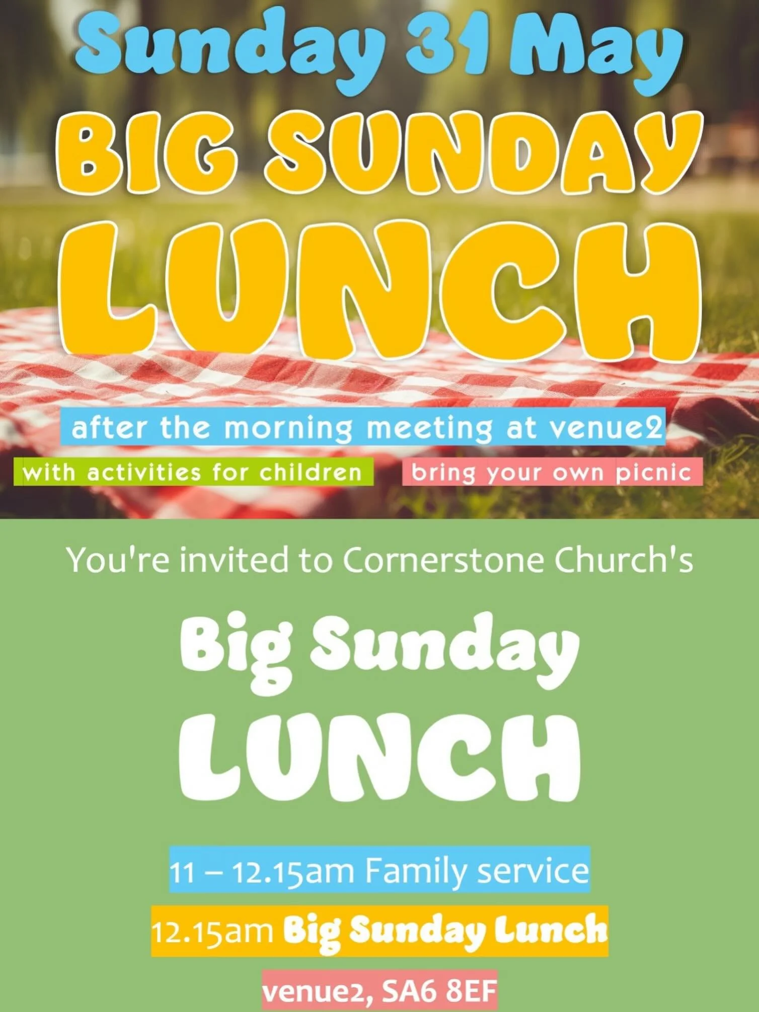 Don&rsquo;t forget your sandwiches next week for our Big Sunday Lunch after the meeting ☀️🥳