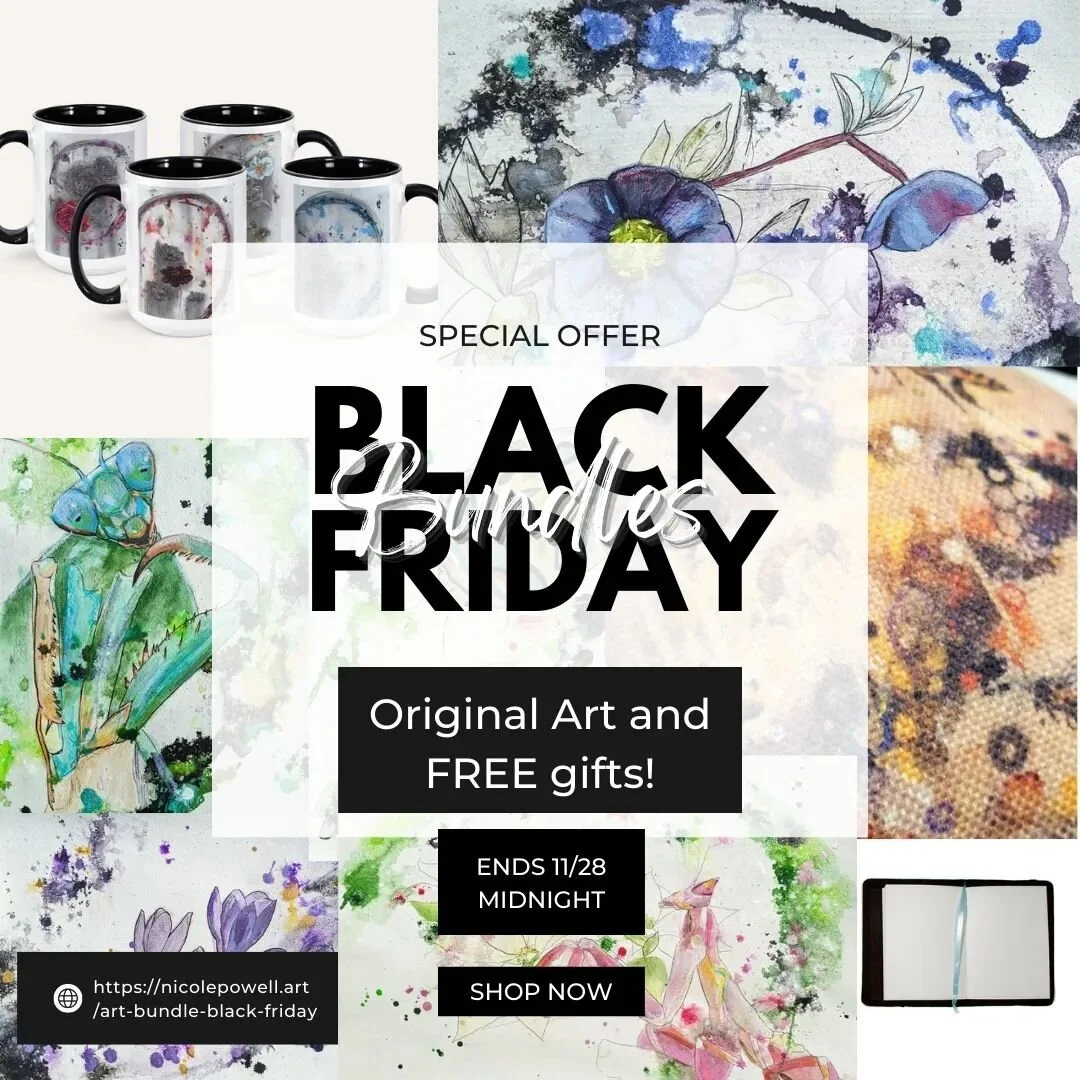 The bundles are still available!  It's a great opportunity to have original art and get free gifts for yourself or others on your Christmas list!  The offer is only until midnight MST 11/28, so don't miss out!  Link in bio.
.
.
#bundle #blackfriday #