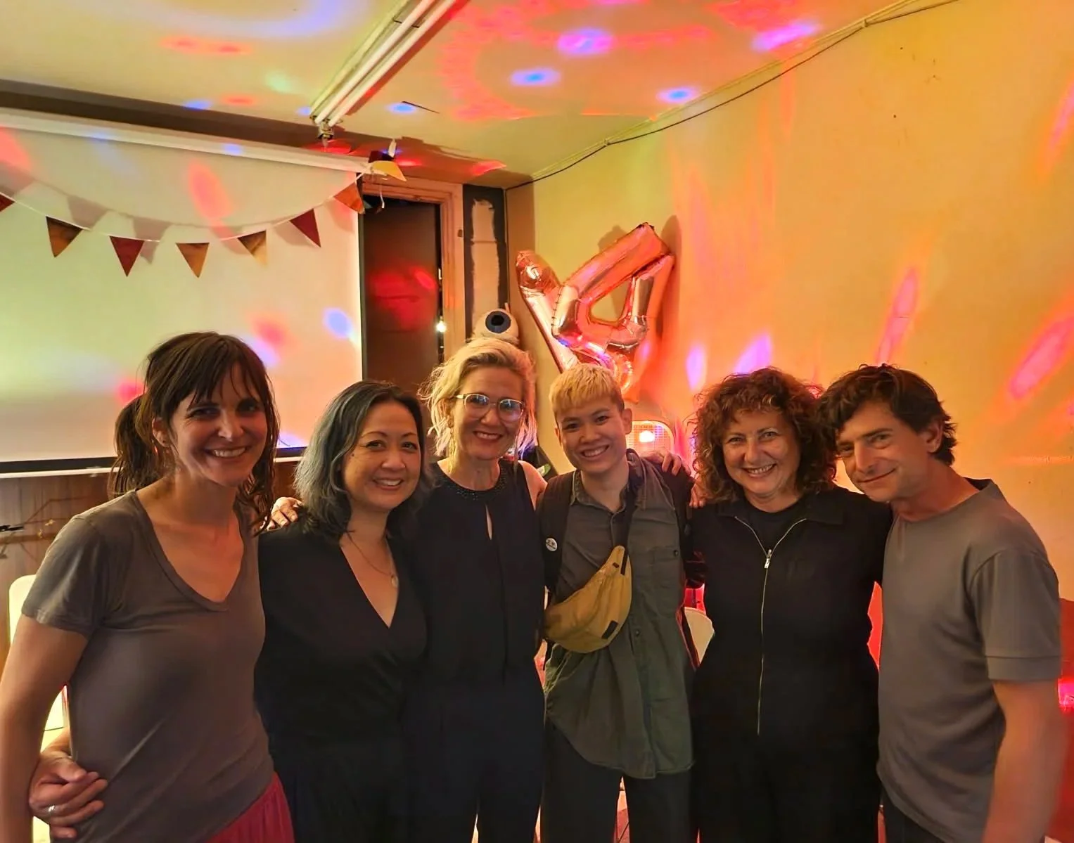 Miranda Calderon, Keira Loughran, Birgit Schreyer Duarte, Rose Tuong, Valerie Buhagiar and Jordan Pettle at the PROWL Reading at the Eyesore Cinema. Photo by Alan Moses