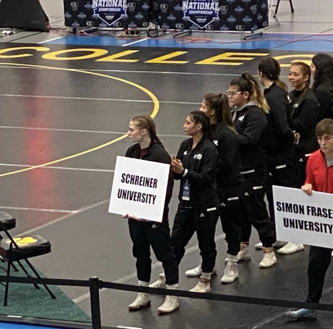 Schreiner last season at NCAA event, the National Collegiate Women’s Wrestling Championship in Adrian, Michigan. Photo courtesy of Schreiner Uviversity.