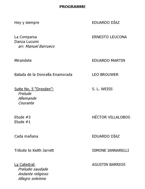 Frias Concert Programme
