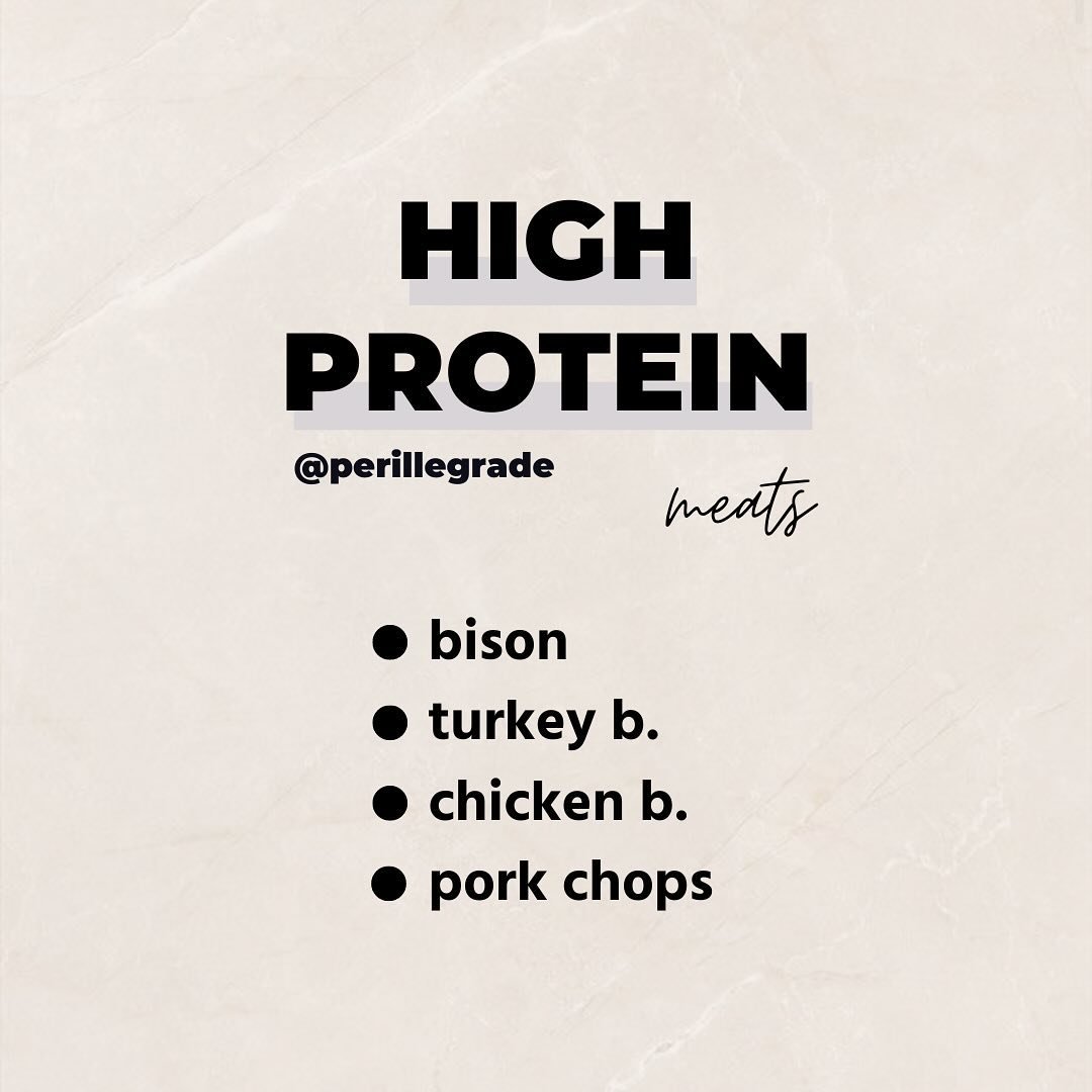 high protein meats 🥩🍗 

・ bison: considered low in fat &amp; fewer in calories compared to other meats. It&rsquo;s a solid protein choice and a good iron, zinc, selenium, and B vitamin source. 

・turkey breast: has many vitamins and minerals; also 