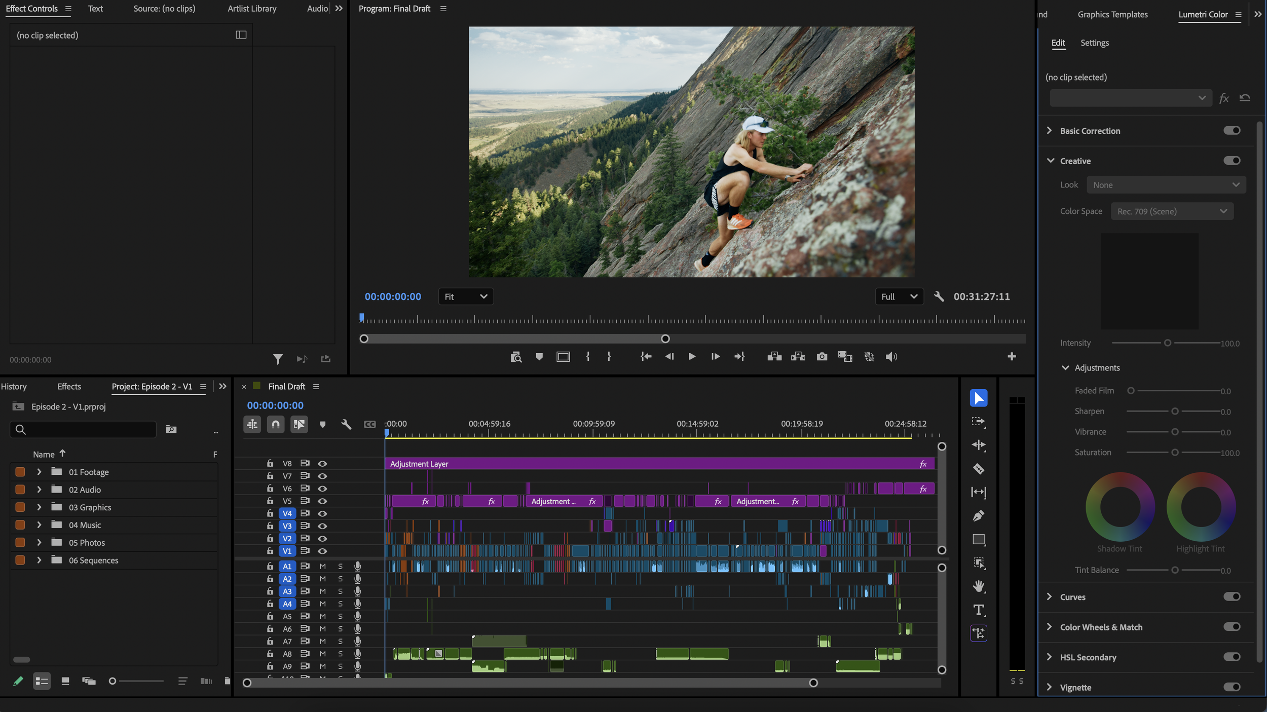 The adobe premiere pro screenshot of the episode 2 of the trail house