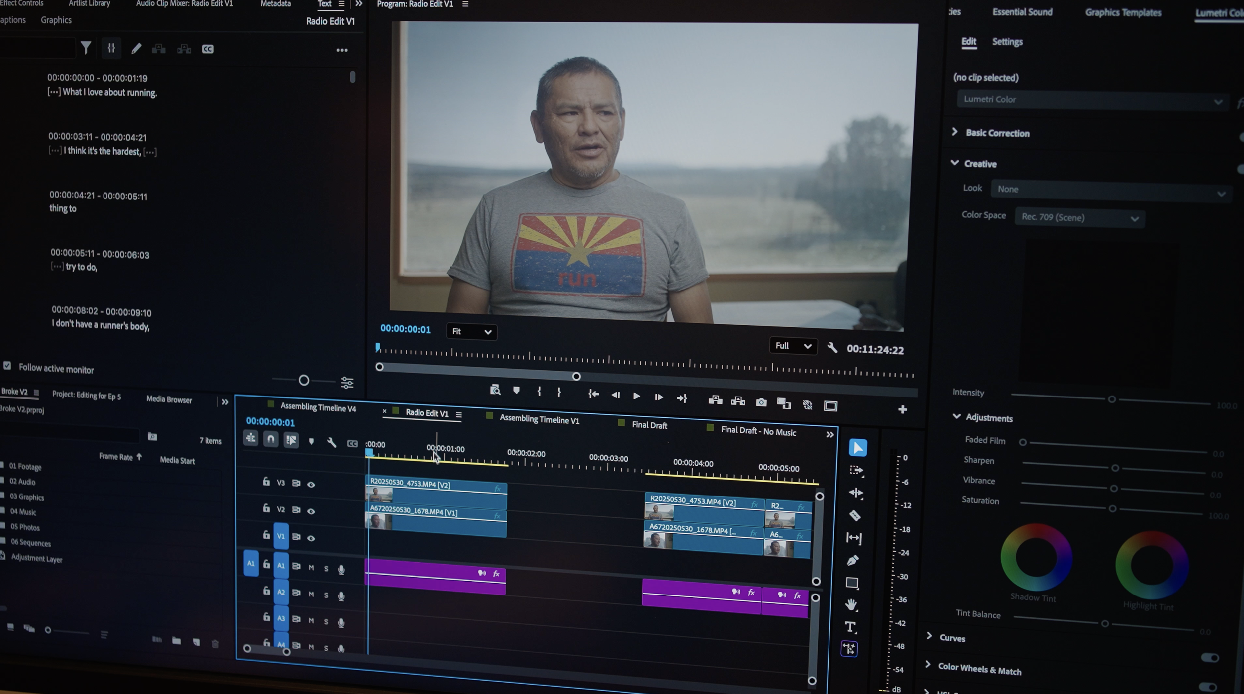 editing in Adobe Premiere Pro