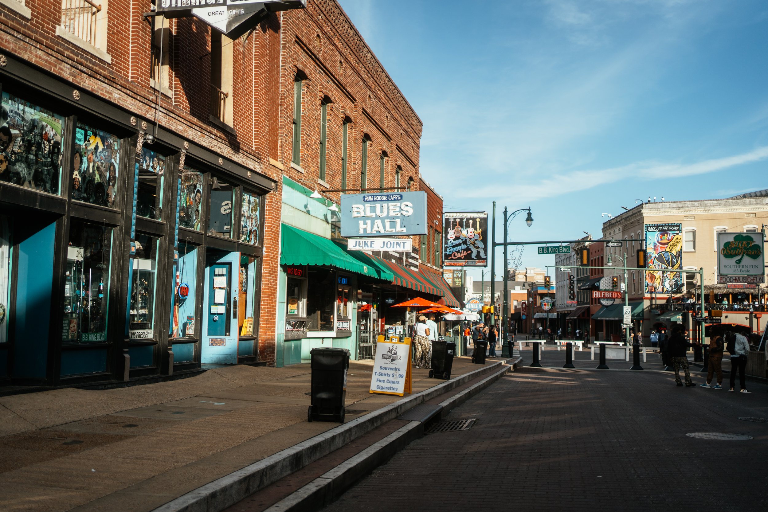 Beale Street in Memphis showing it's blues history