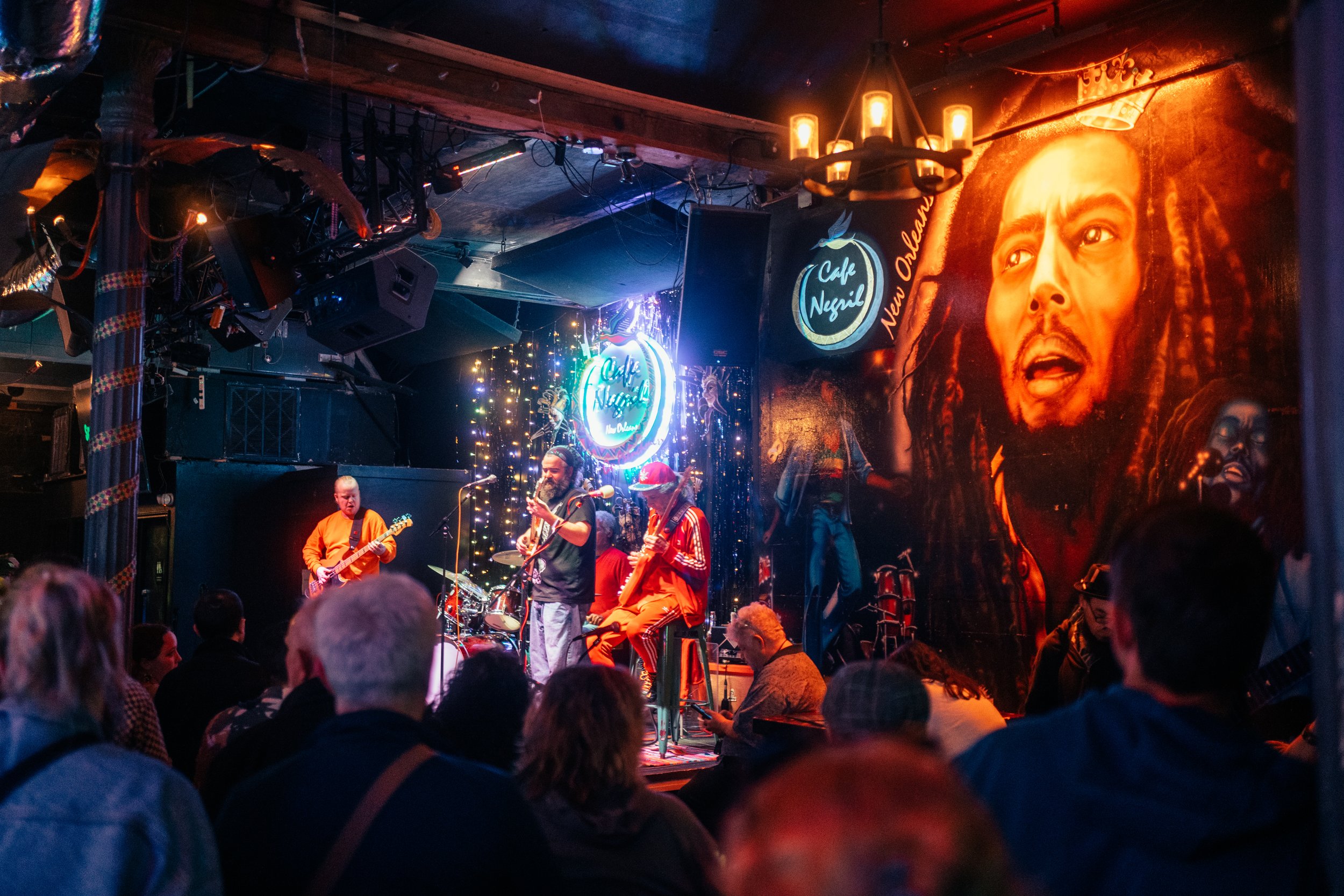 Our favorite blues bar, Cafe Negril, on Frenchman Street in New Orleans