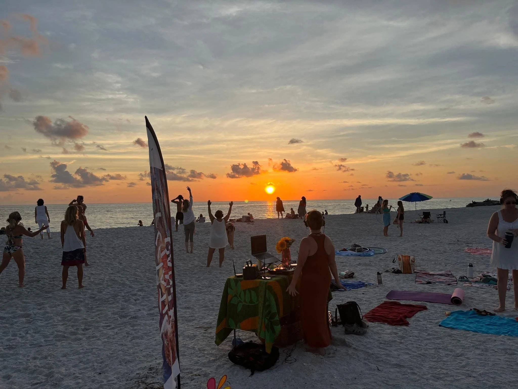 Silent Disco Full moon Ecstatic Dance at beach at sunset 
