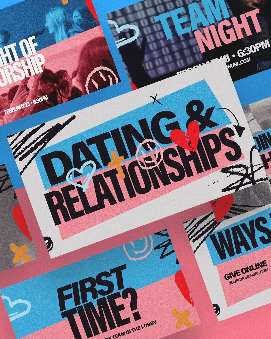Dating &amp; Relationships 💙🩷| SZN kit I wrapped up for @sundaysocial.tv | AVAILABLE NOW!
&bull;
&bull;
These are an ecosystem of graphics made up of master slides, screen slides, social posts and stories for your church. To download this kit and m