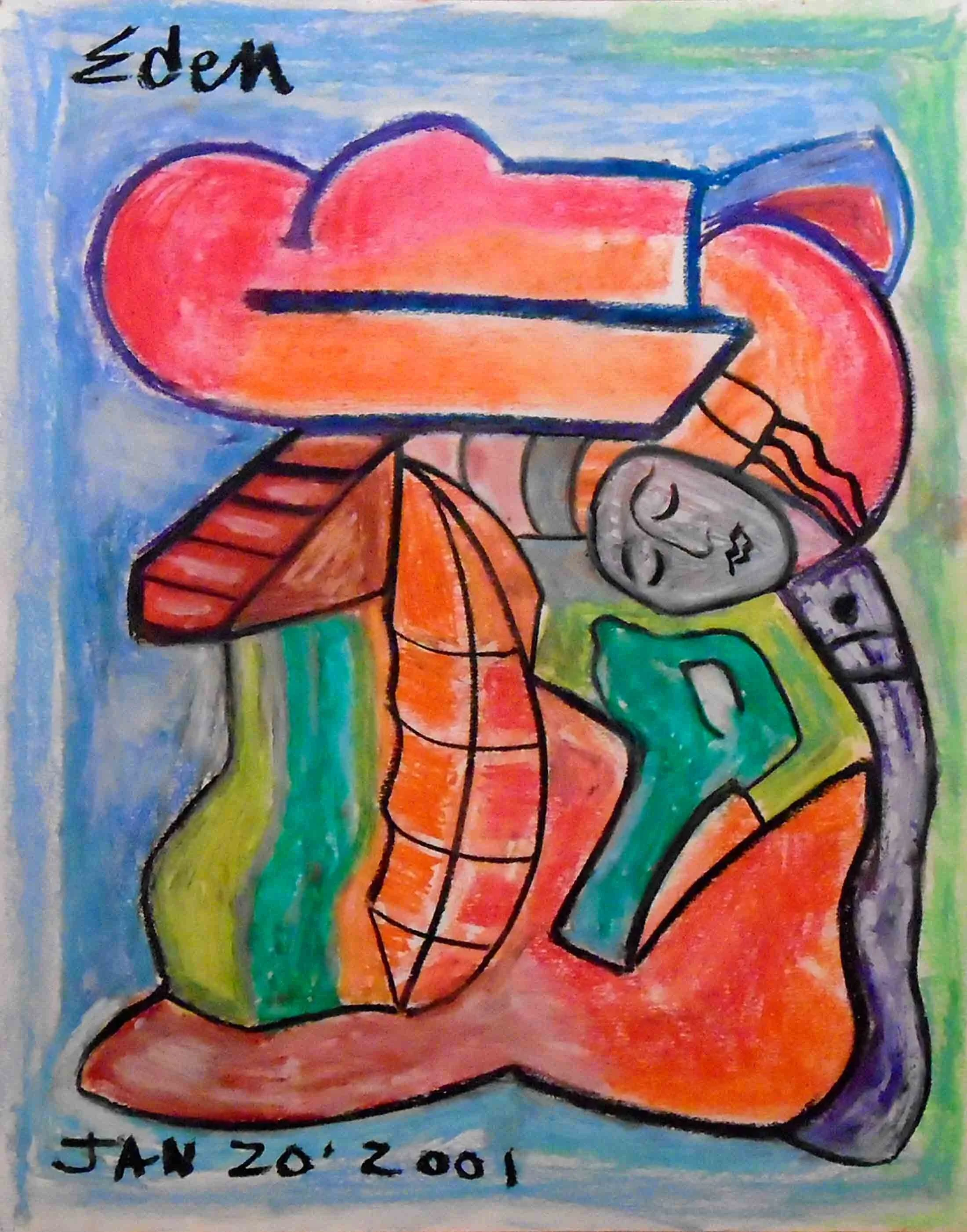 Standing Sleeping | oil pastel | fine art | Eden Maxwell