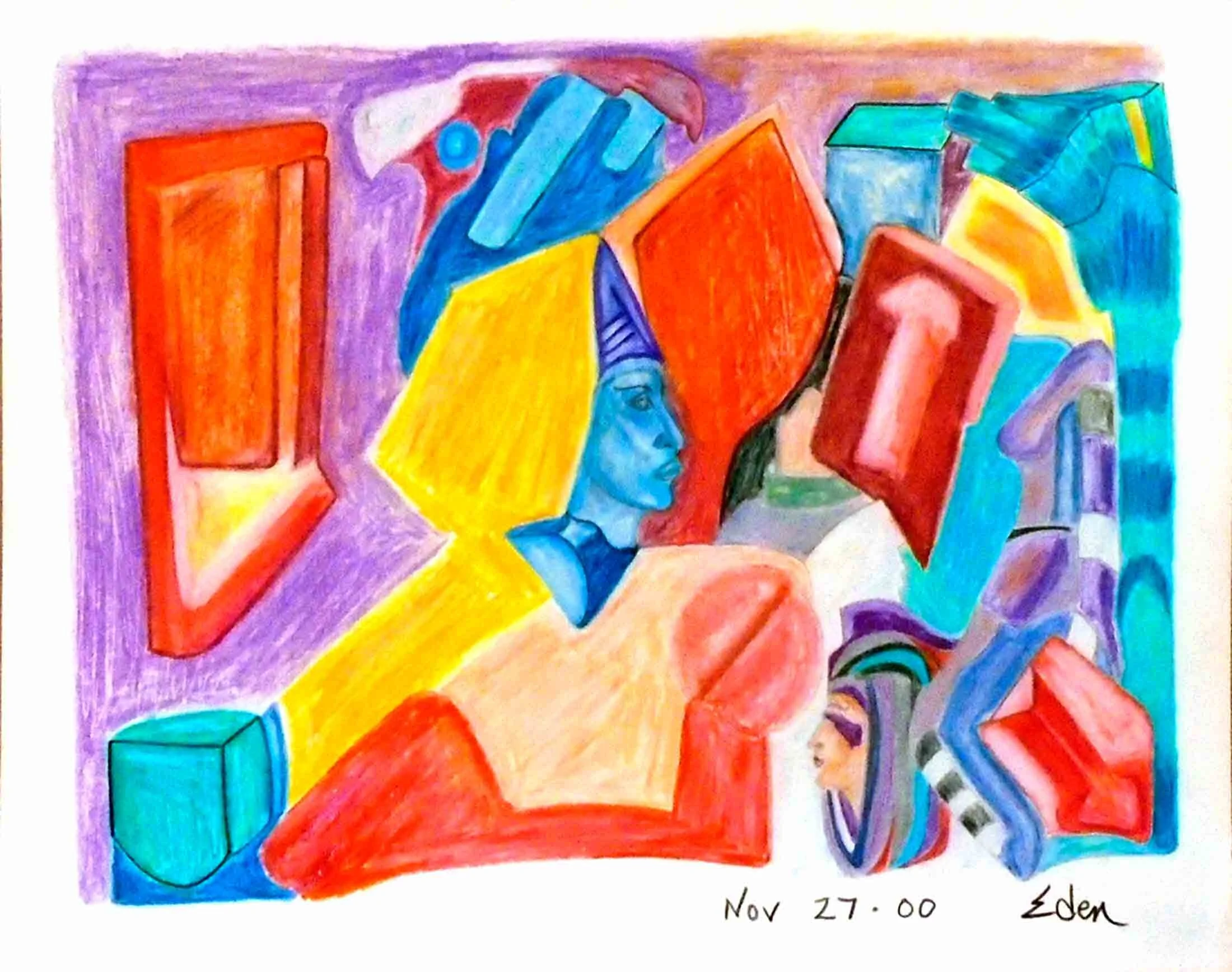 Tutankhaten Redux | color pencil | fine art | Eden Maxwell