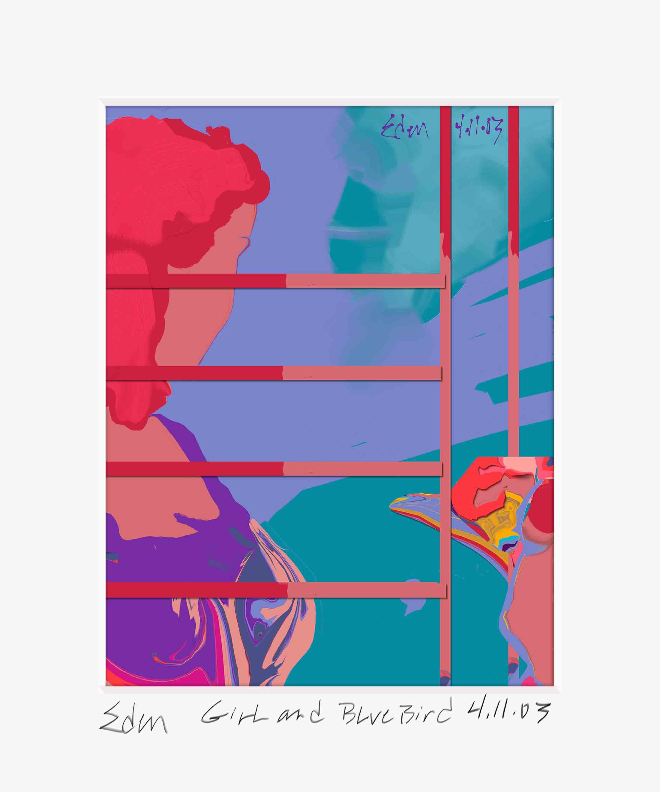 Girl and Bluebird | original fine art print | Eden Maxwell