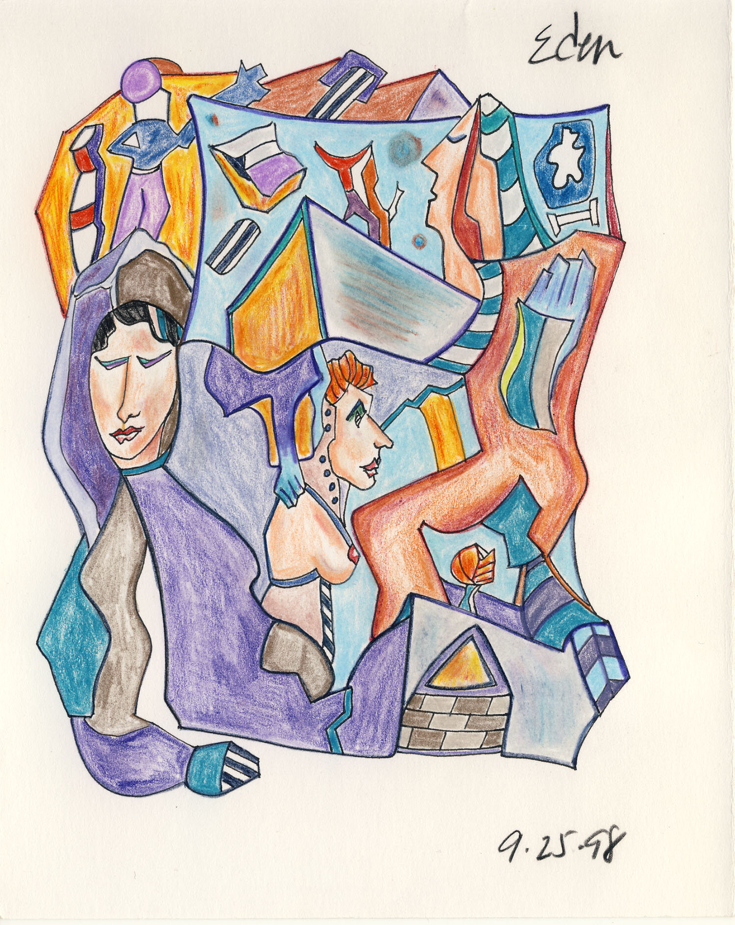 Maiden Play | ink and color pencil drawing | Eden Maxwell