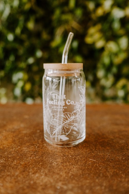 Glass Tumbler With Straw and Lid 