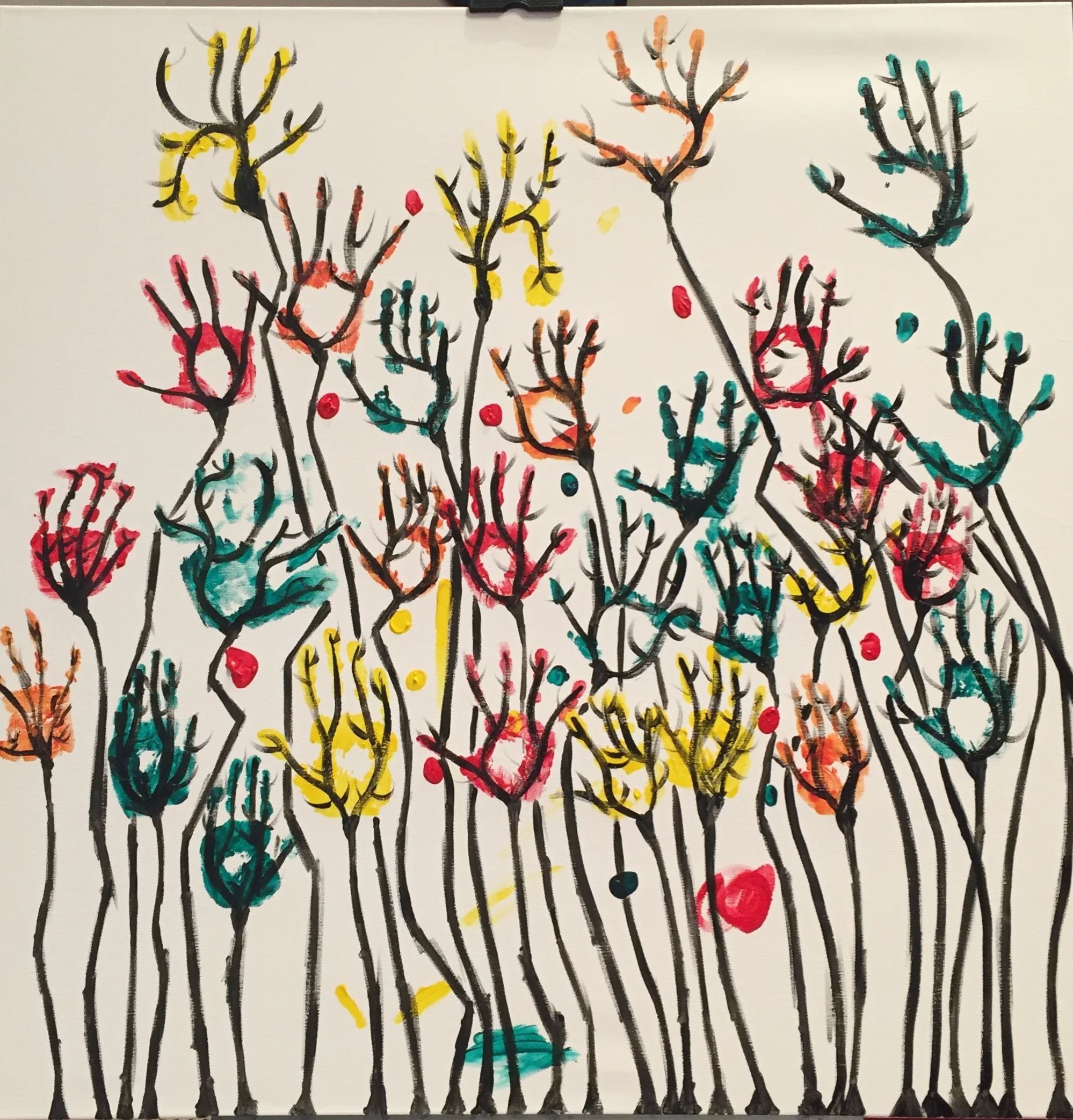  This piece was a collaborative piece that started during the Children’s time at Shandon Presbyterian Church with the children’s hand prints, and then I continued finishing the piece throughout the rest of the worship service. It was inspired by ???.