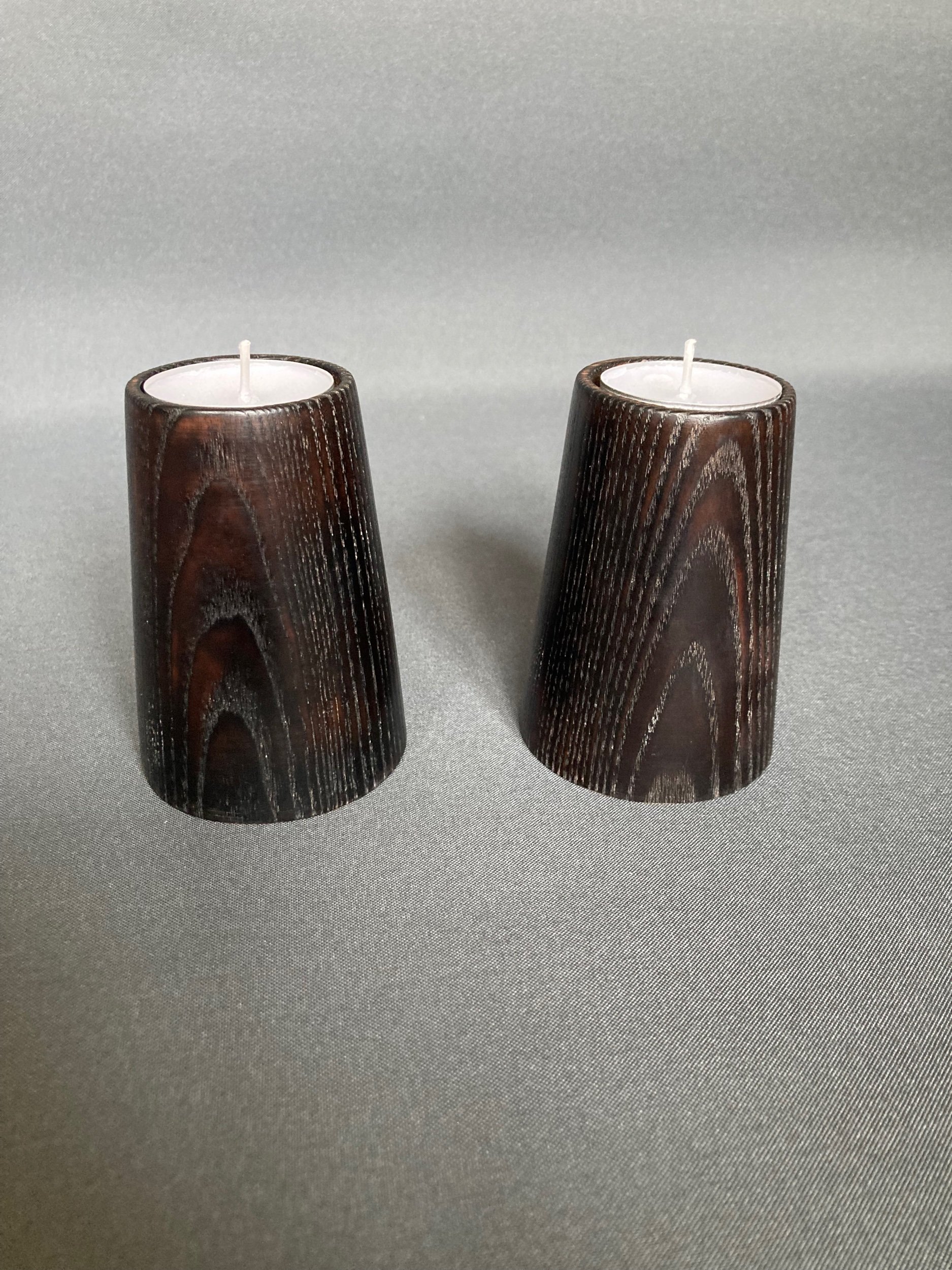 Ash tea light set with Yakisugi finish, created by Out of the Woodwork by Tim. - image 1
