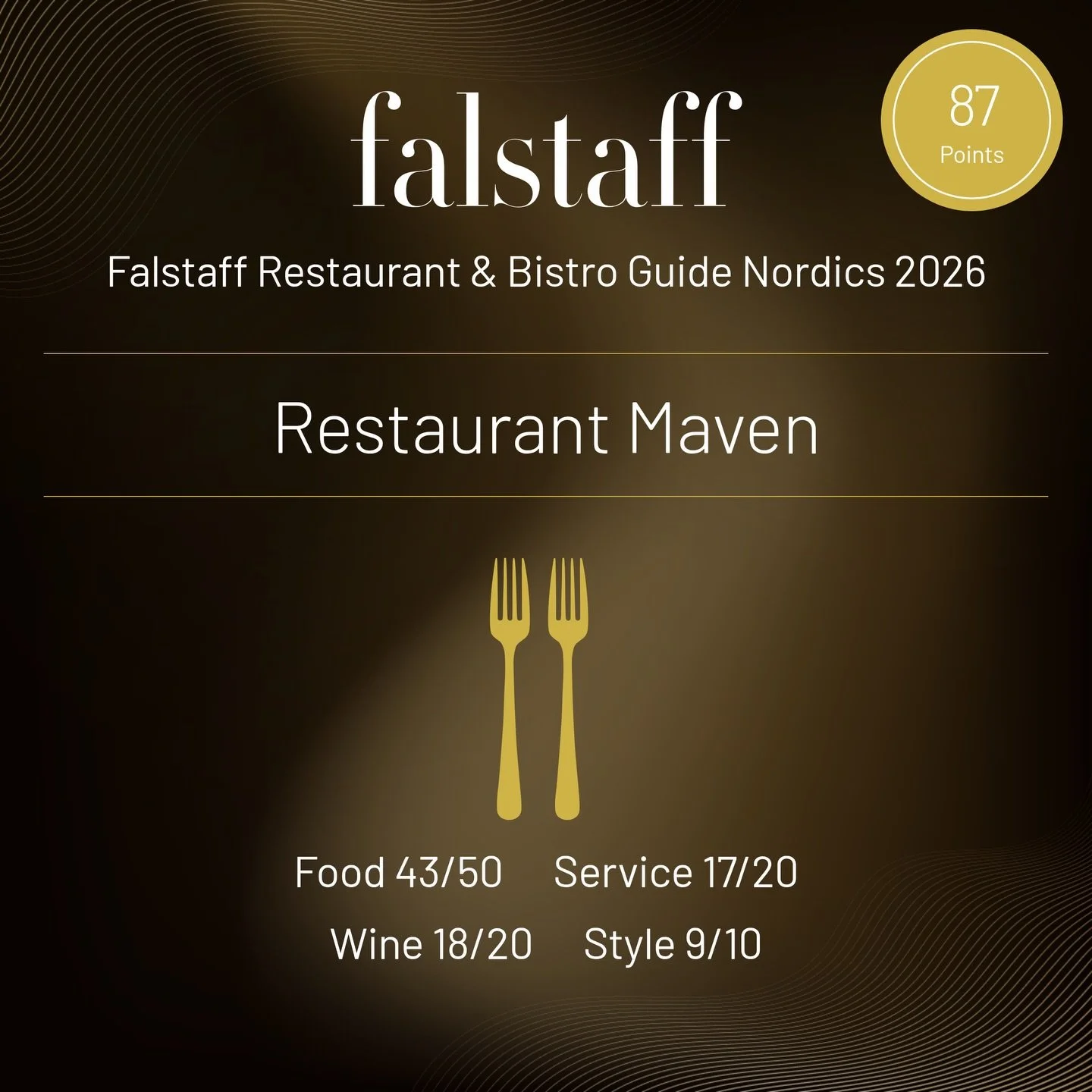Restaurant Maven er nu en del af Falstaff Restaurant &amp; Bistro Guide Nordics 2026🥂

Vi er stolte over at v&aelig;re blevet tildelt 2 gafler og en score p&aring; 87 point - og ikke mindst, at det er f&oslash;rste gang, vi er med i @falstaff.nordic